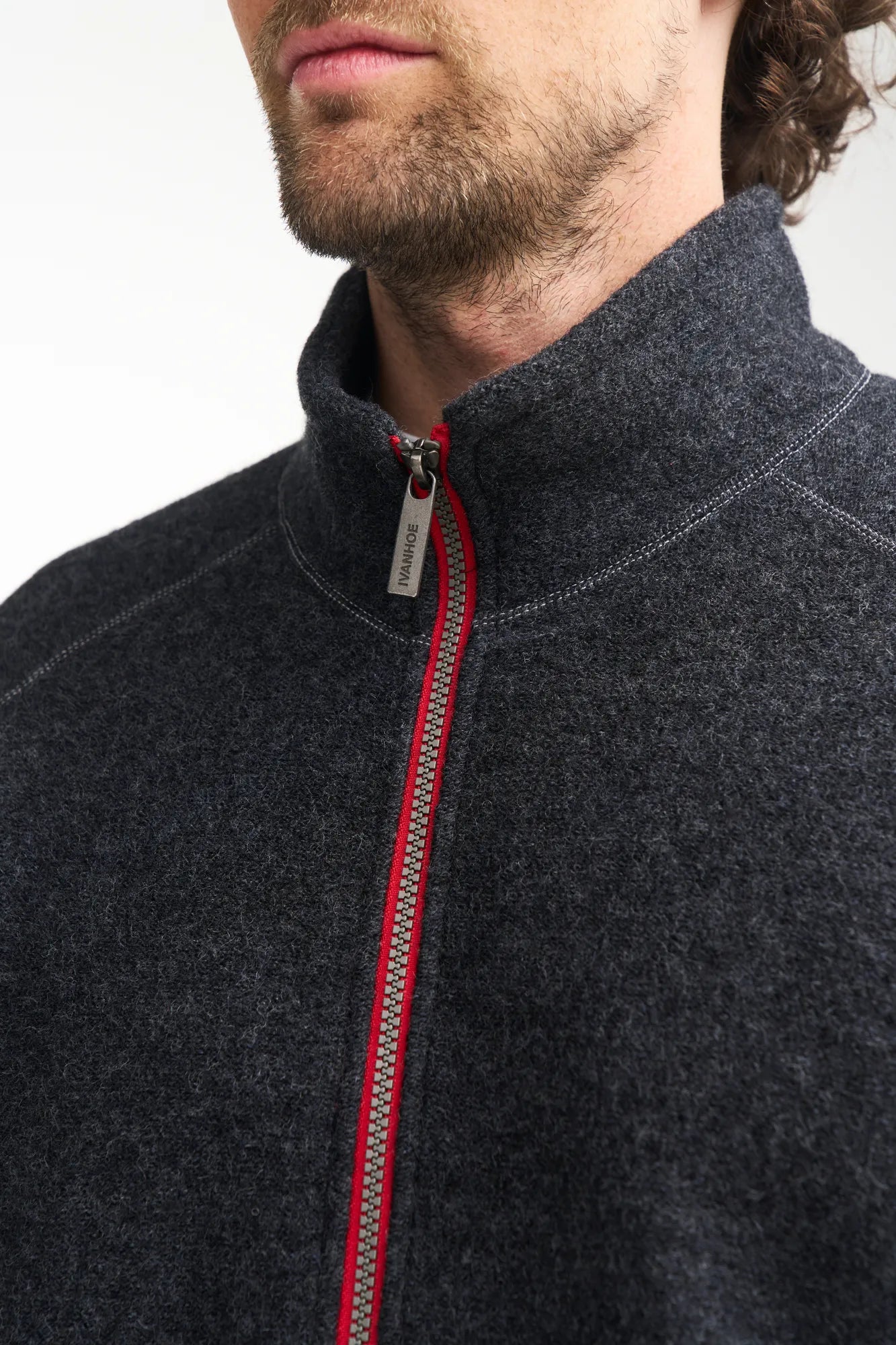 Ivanhoe Danny Full Zip Wolljacke Graphite Marl 100% Filz