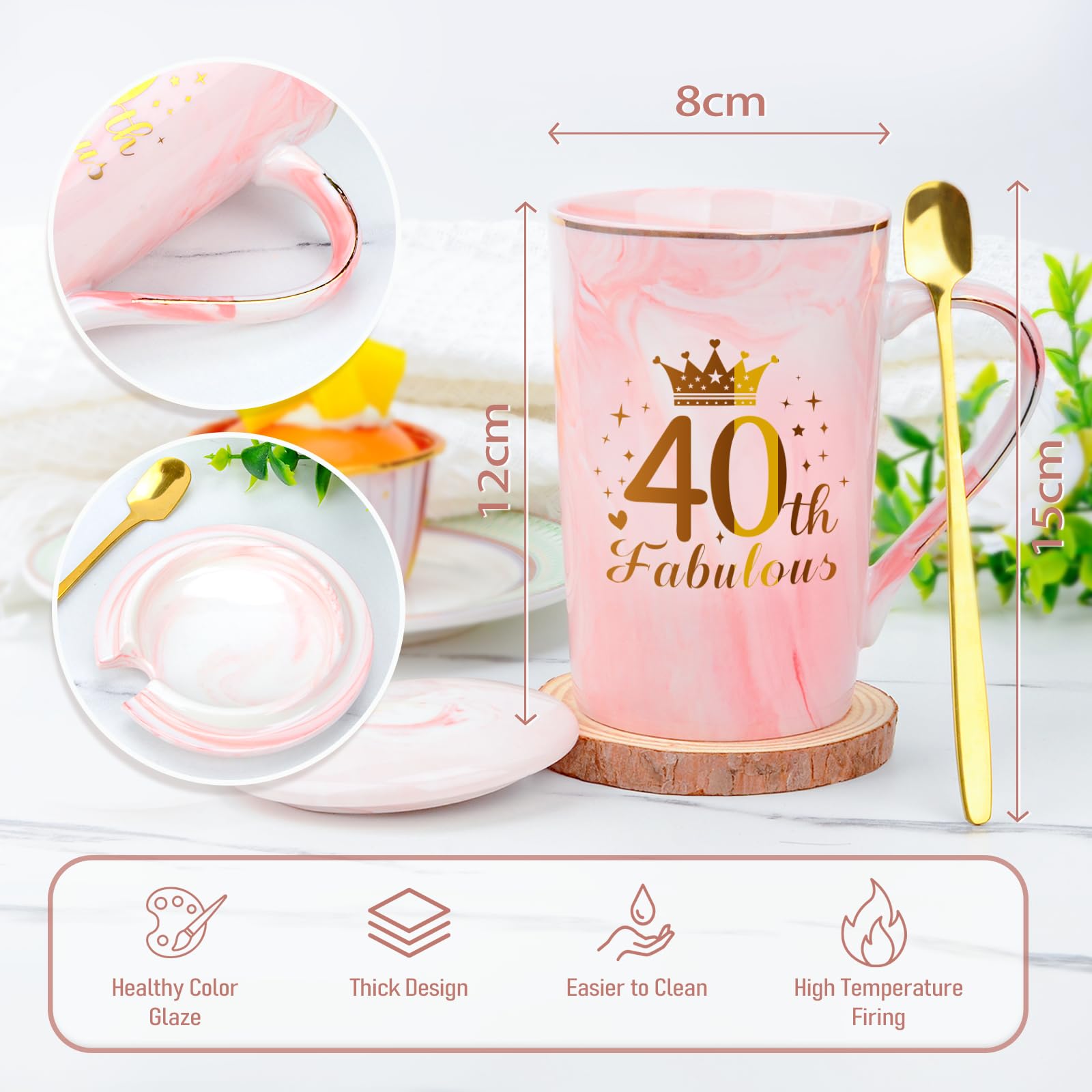 YYDSXK 40. Geburtstag Tasse Set Rosa Geschenkbox