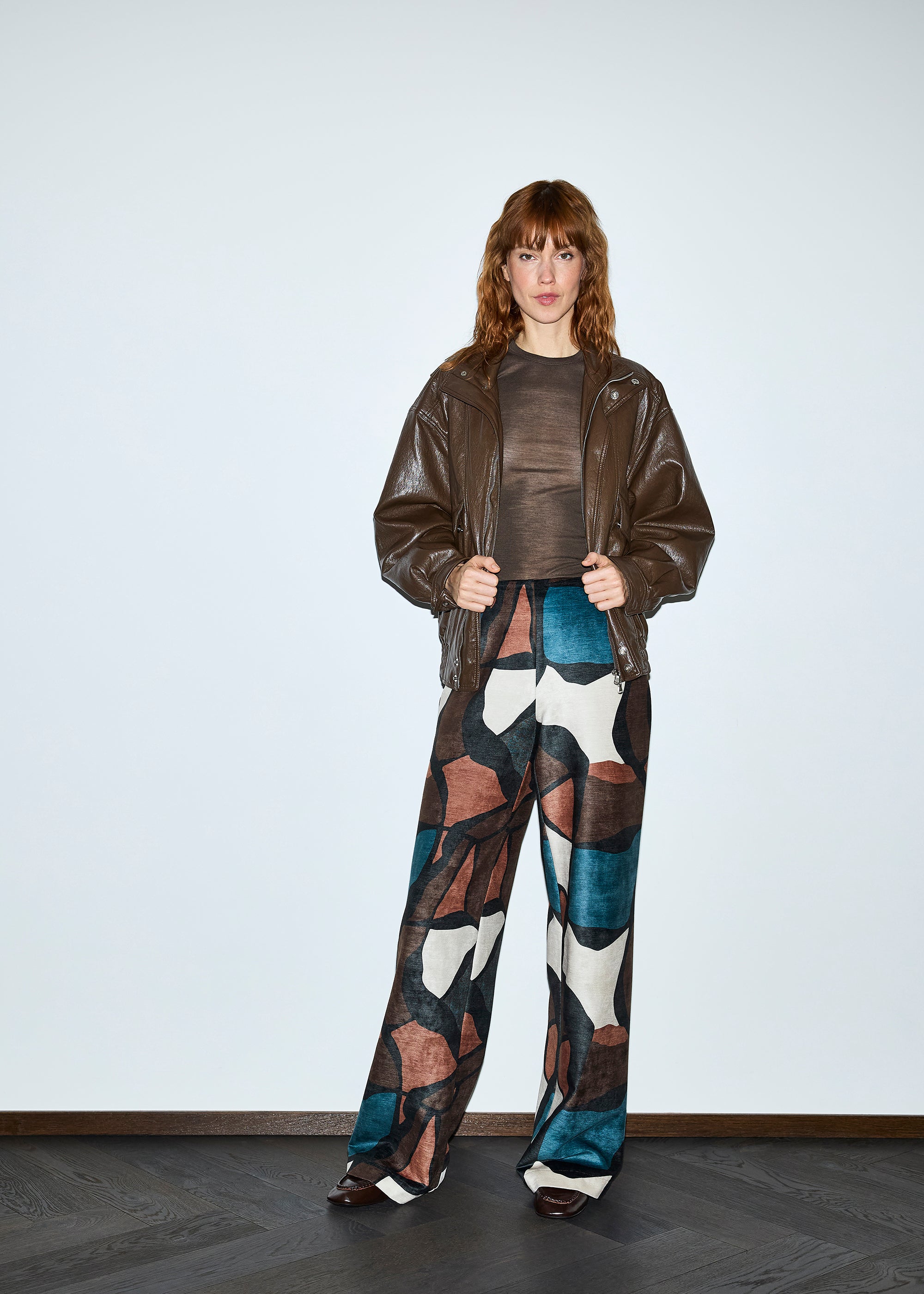 Stehmann Fritzie Velvet Print Hose jeansblau weit