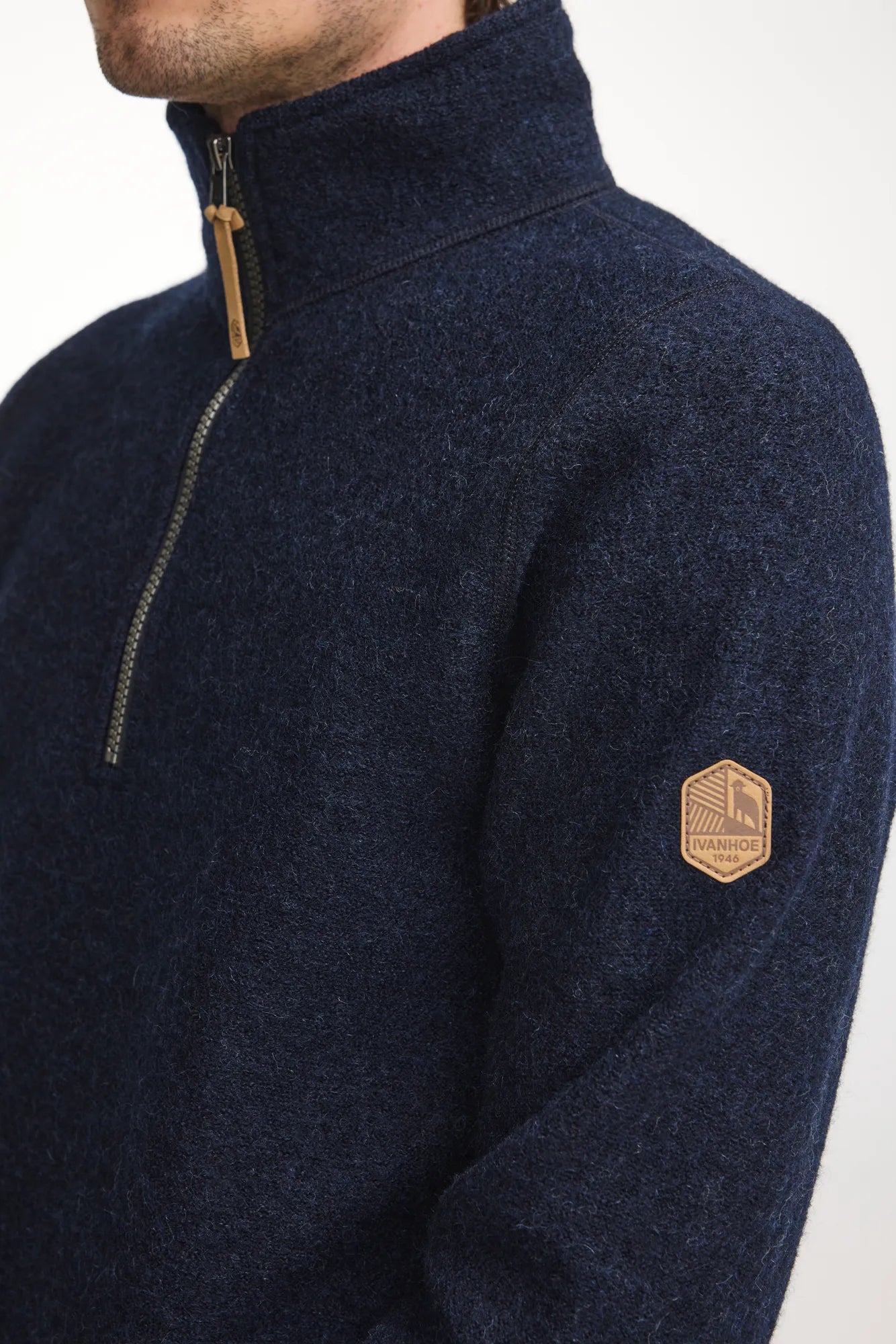 Ivanhoe Brodal Half Zip Herrenpullover Light Navy Filz