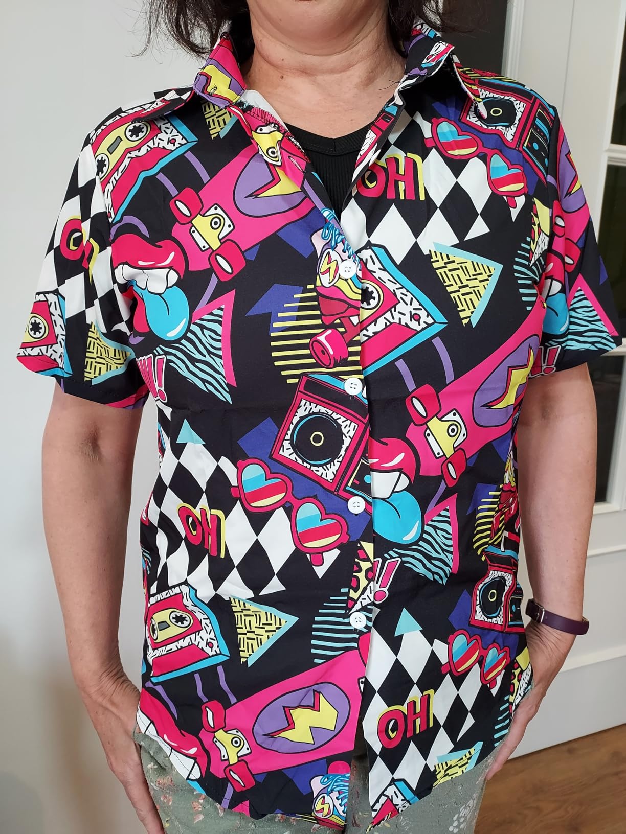 YYDSXK Hawaii Outfit Damen Neon Kurzarm Shirt Sonnenbrille