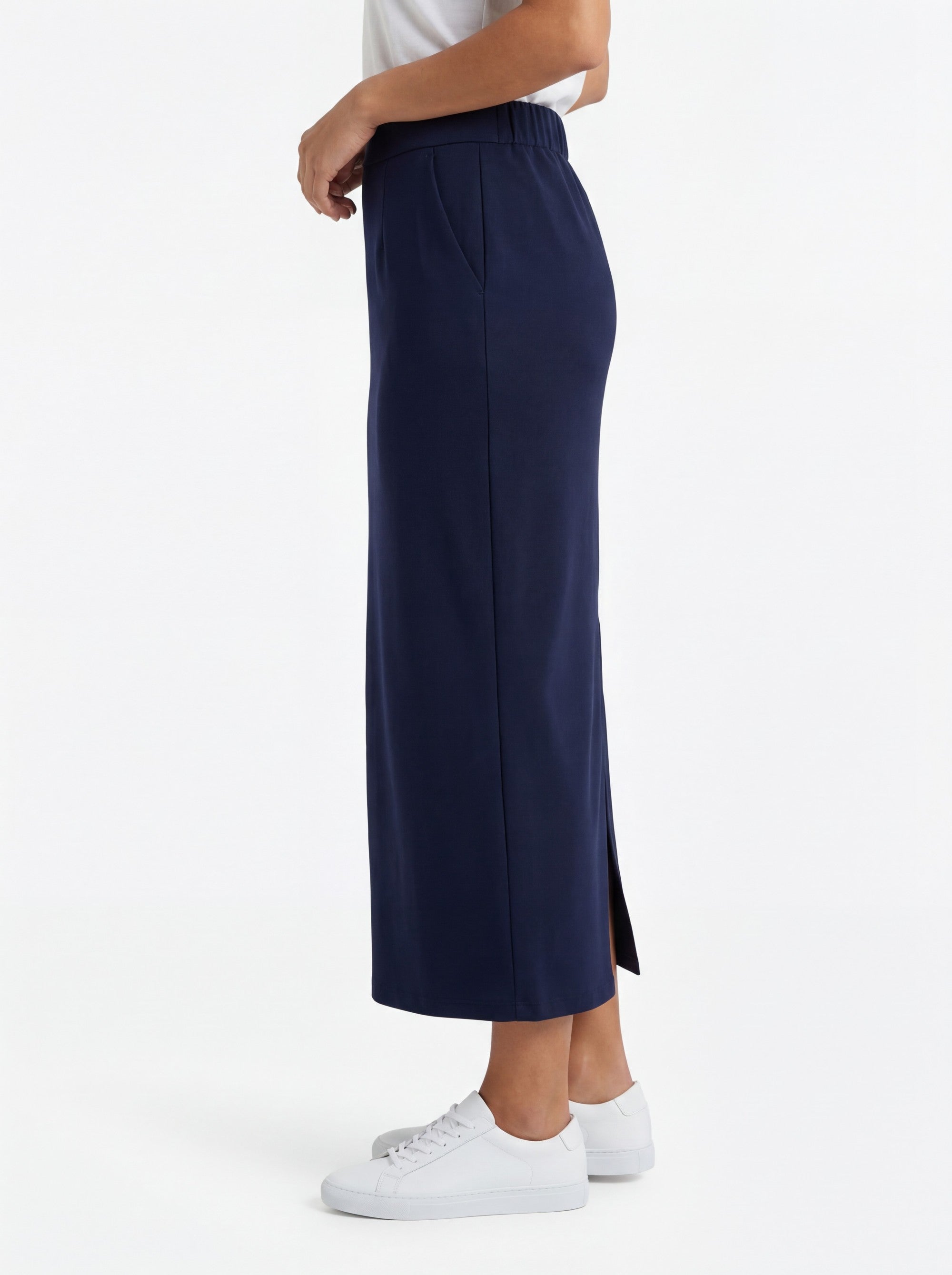 Stehmann Hamatit Midi-Rock marine Relaxed Fit Bonded Tec