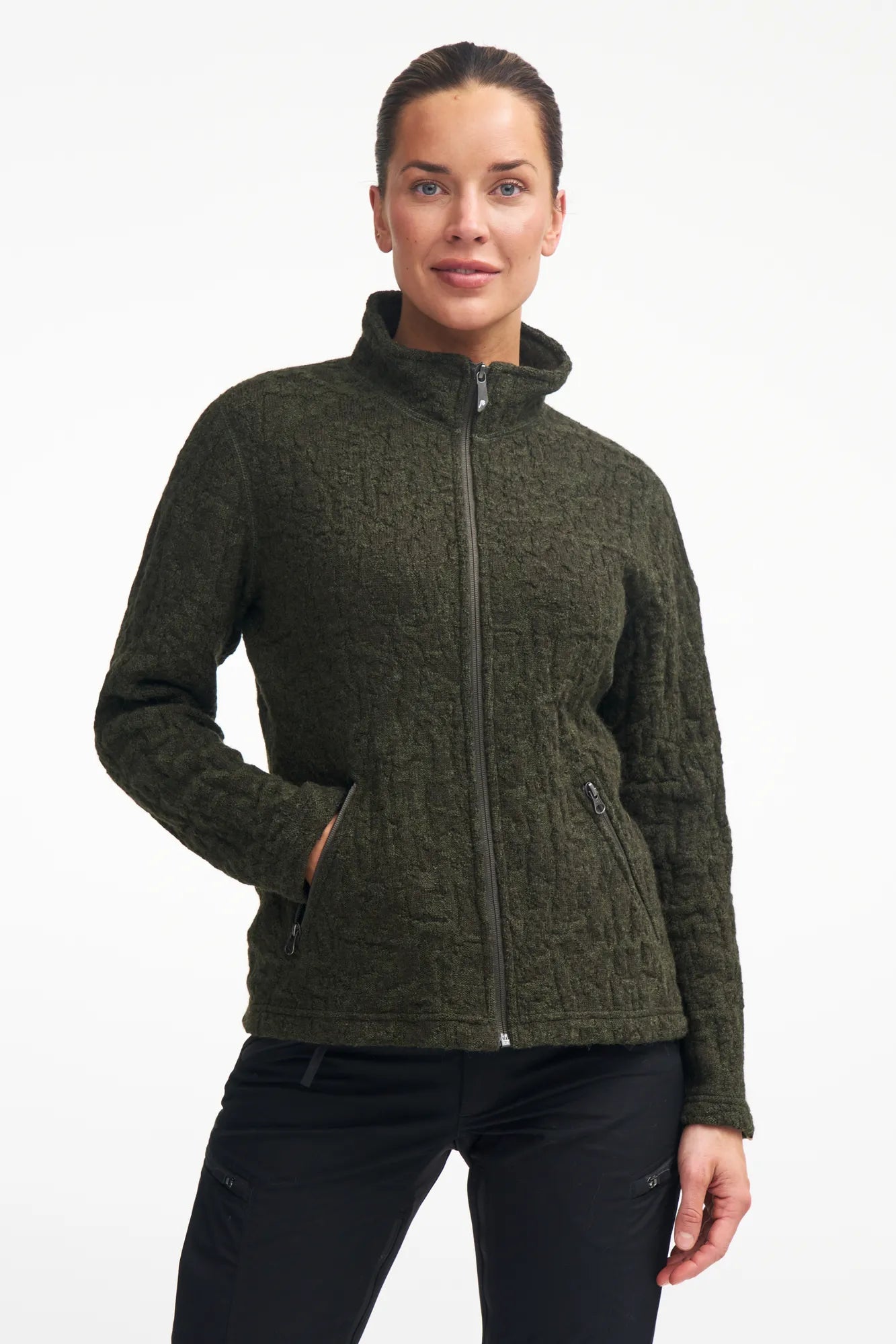 Ivanhoe Tuva Jaquard Strickjacke Loden Green Wolle