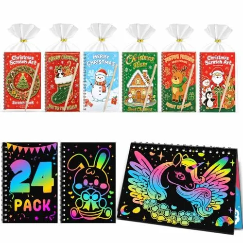 YYDSXK Kratzbilder Weihnachten Set 24 Pack Kinder