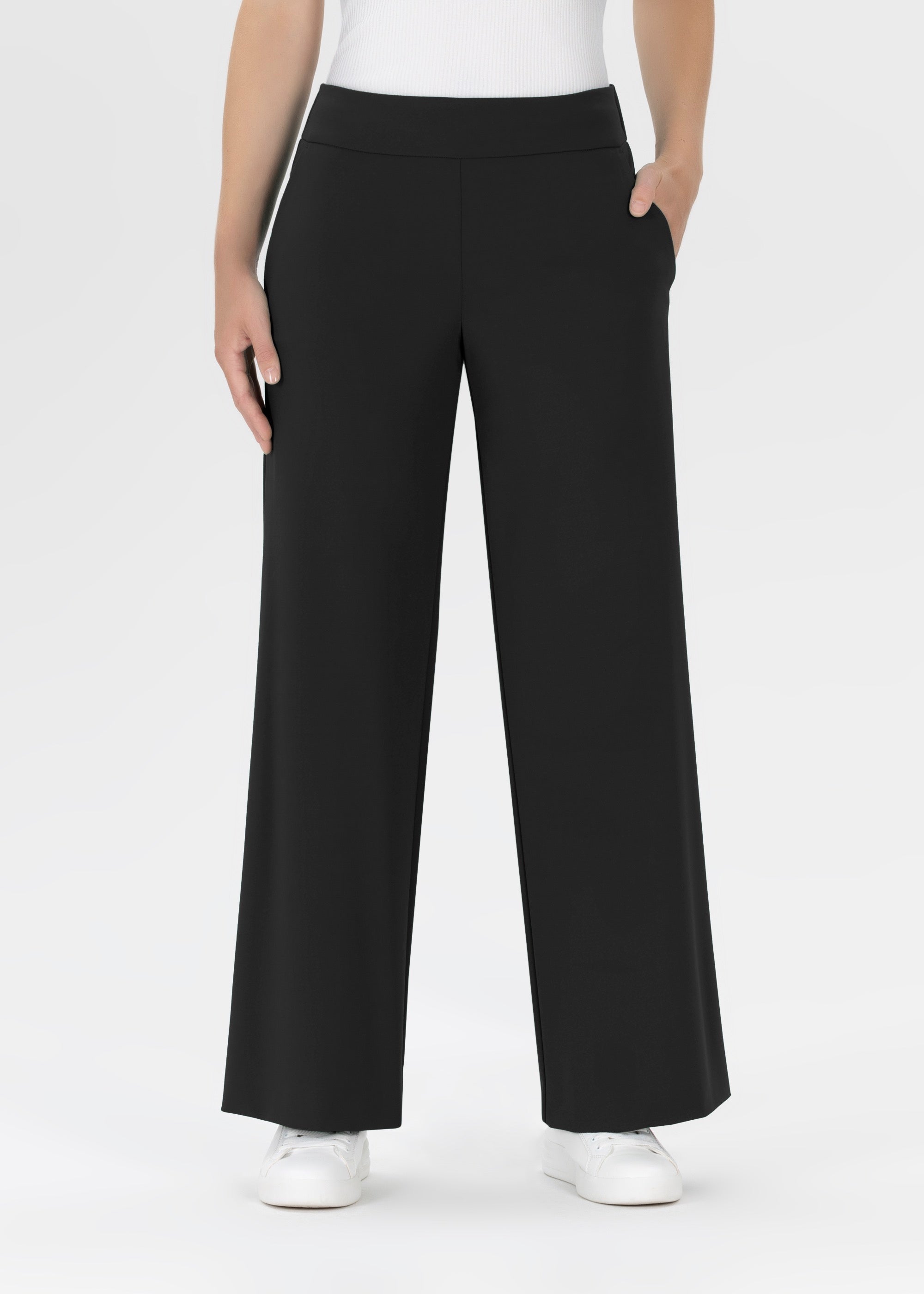 Stehmann Hamatit Sommerjersey Hose schwarz Wide-Leg 38