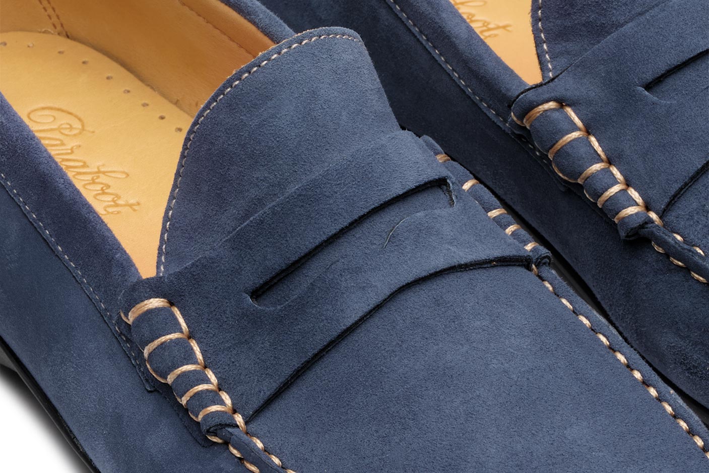 Paraboot Cabrio Damier Loafer Noire Velours Karo Blau