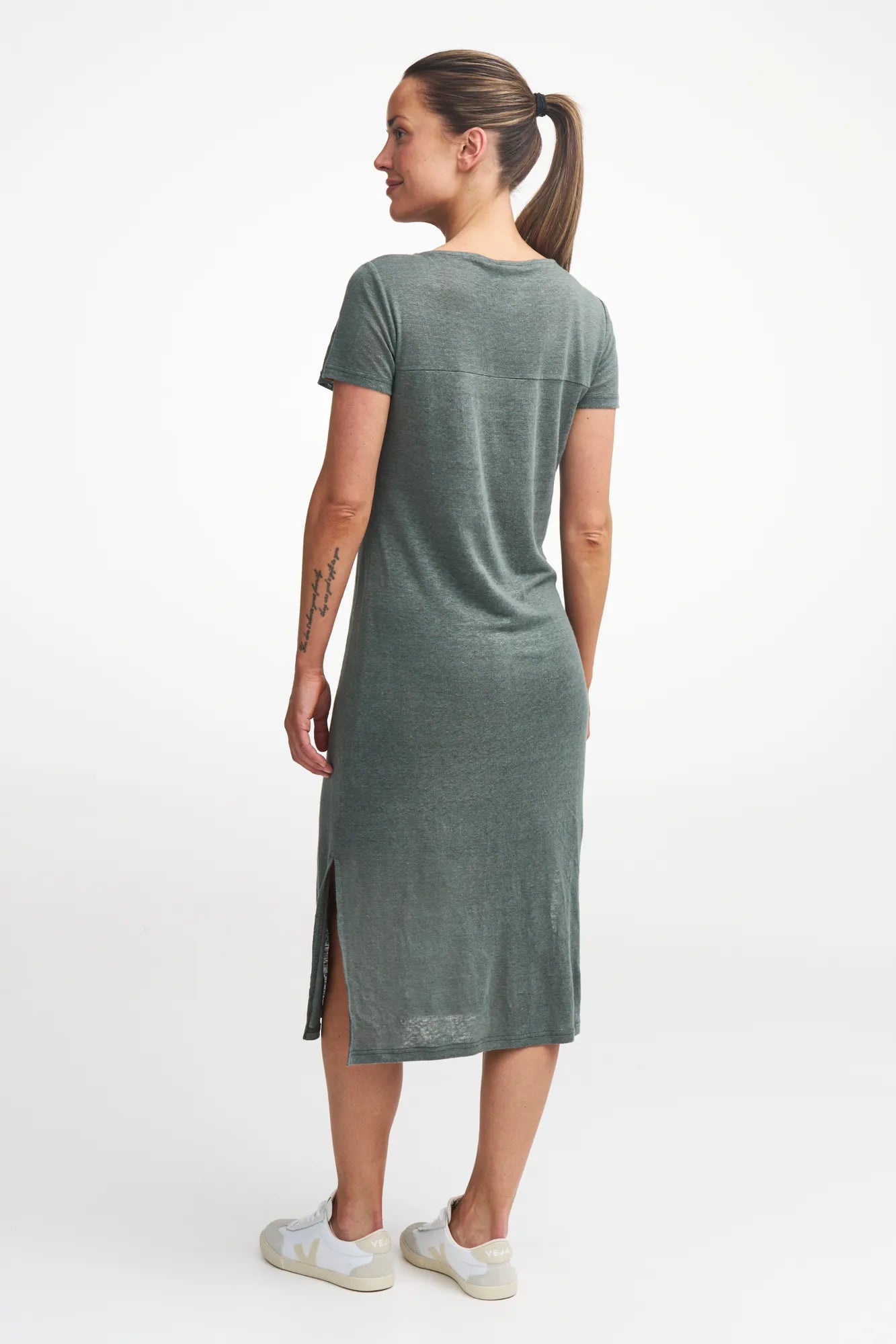 Ivanhoe Edla Damen Leinenkleid Dark Olive 38 Midi