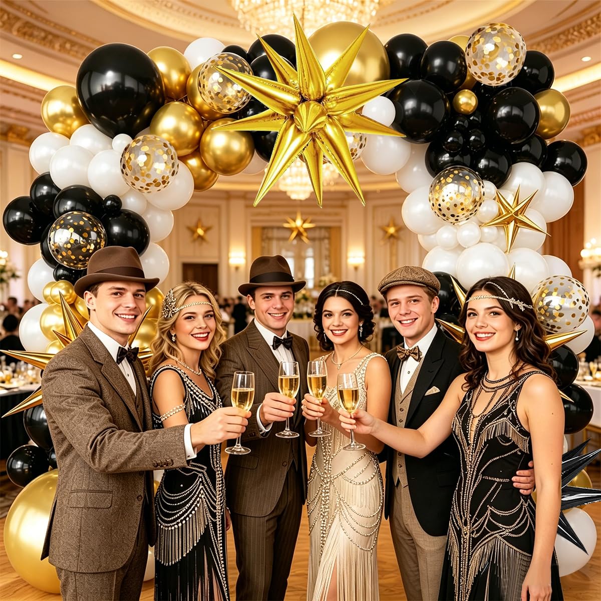 YYDSXK 20er Jahre Party Deko Set Schwarz Gold 131-tlg