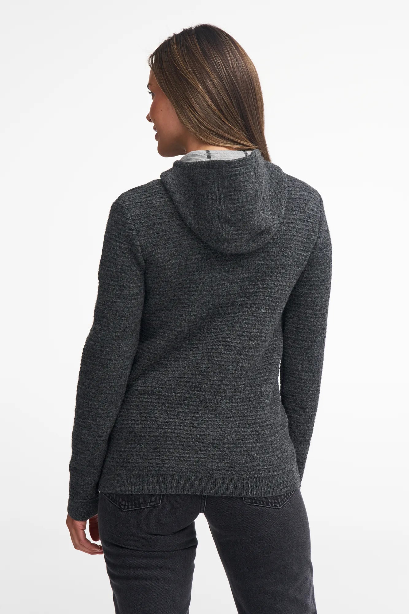 Ivanhoe Morel Hood Female Wollhoodie Damen Denim 3D-Strick