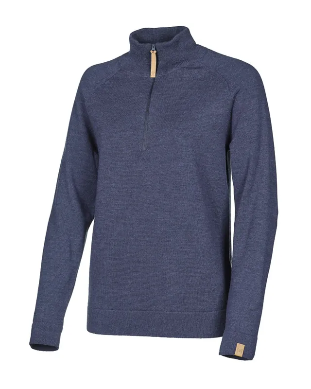 Ivanhoe Billie Half Zip Merinopullover Steelblue Wolle