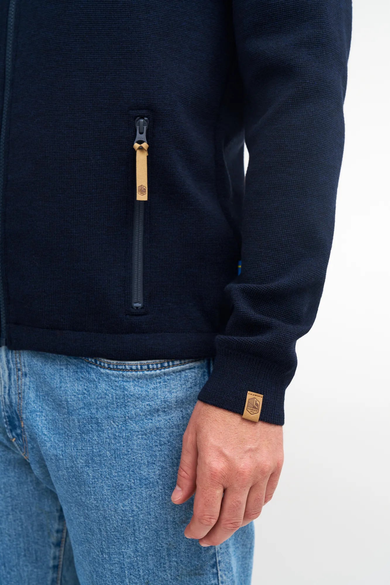 Ivanhoe Helmer Full Zip Strickjacke Steelblue Merino