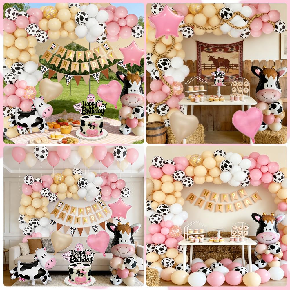 YYDSXK Kuh Geburtstagsdeko Mädchen Rosa Ballon Set