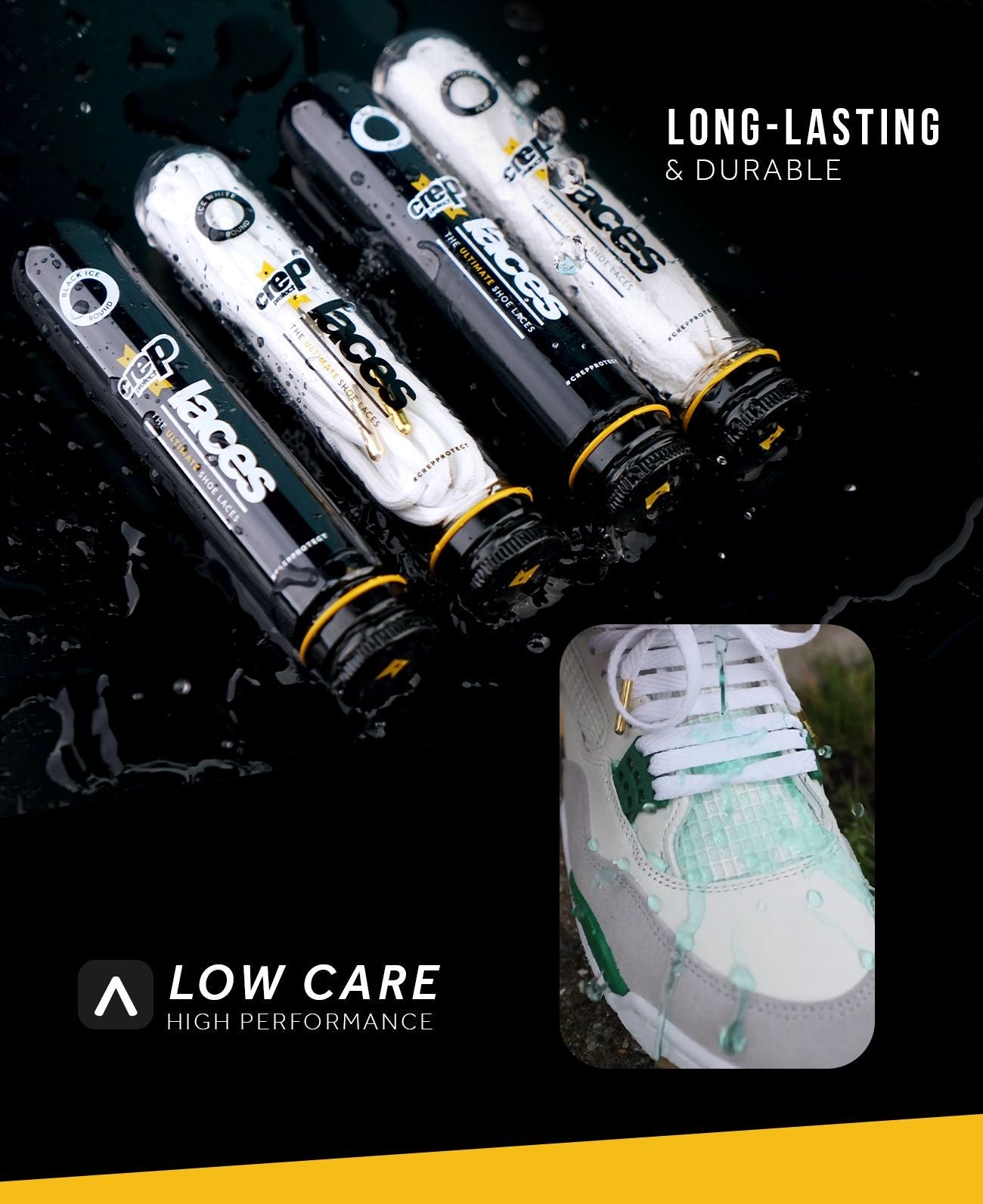 Crep Protect Pre-Treated Laces Schnürsenkel White Flat