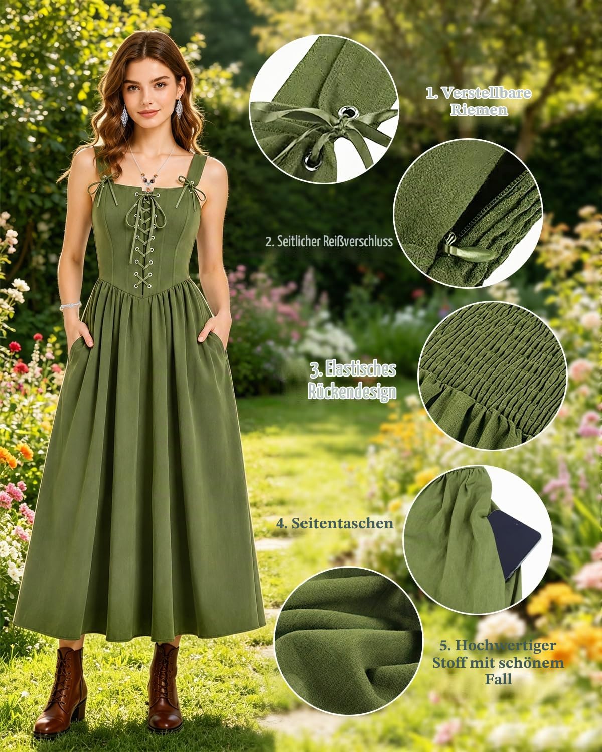 YYDSXK Mittelalter Kleidung Damen Set 2-teilig Gr.M
