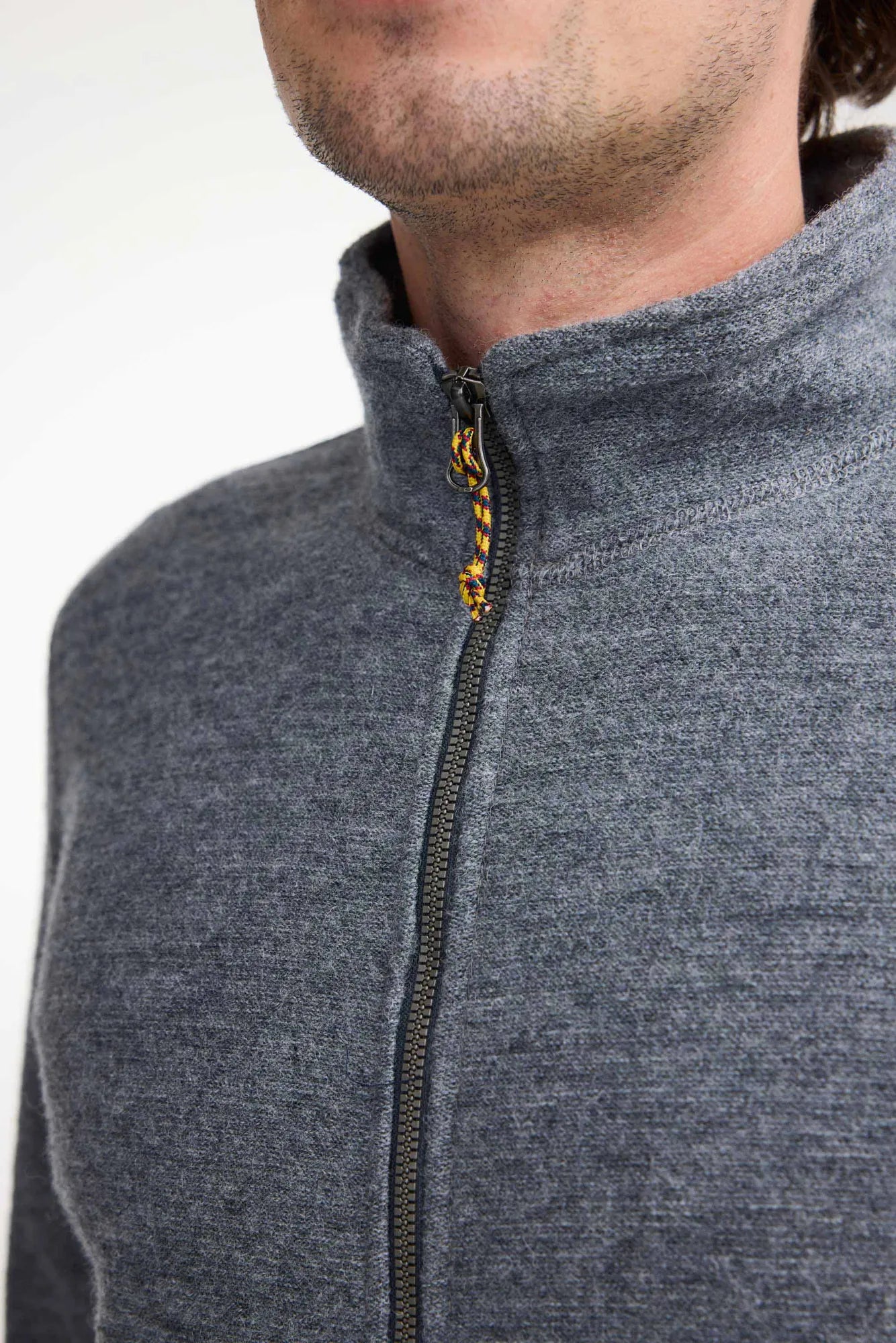Ivanhoe Louie Full Zip Wollpullover Grey Stretch