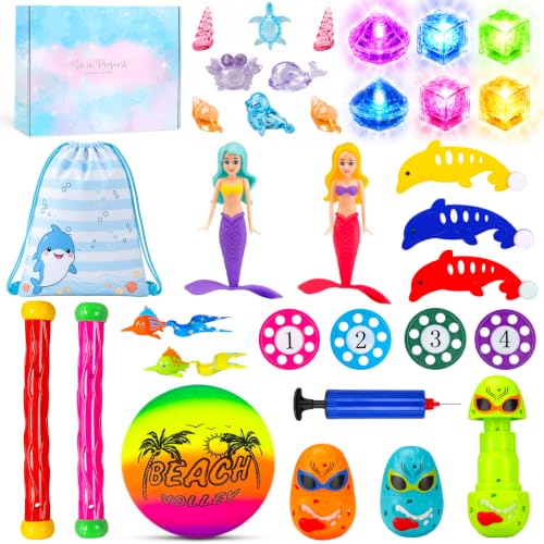 YYDSXK Tauchspielzeug Kinder 34 Teile LED Pool Set