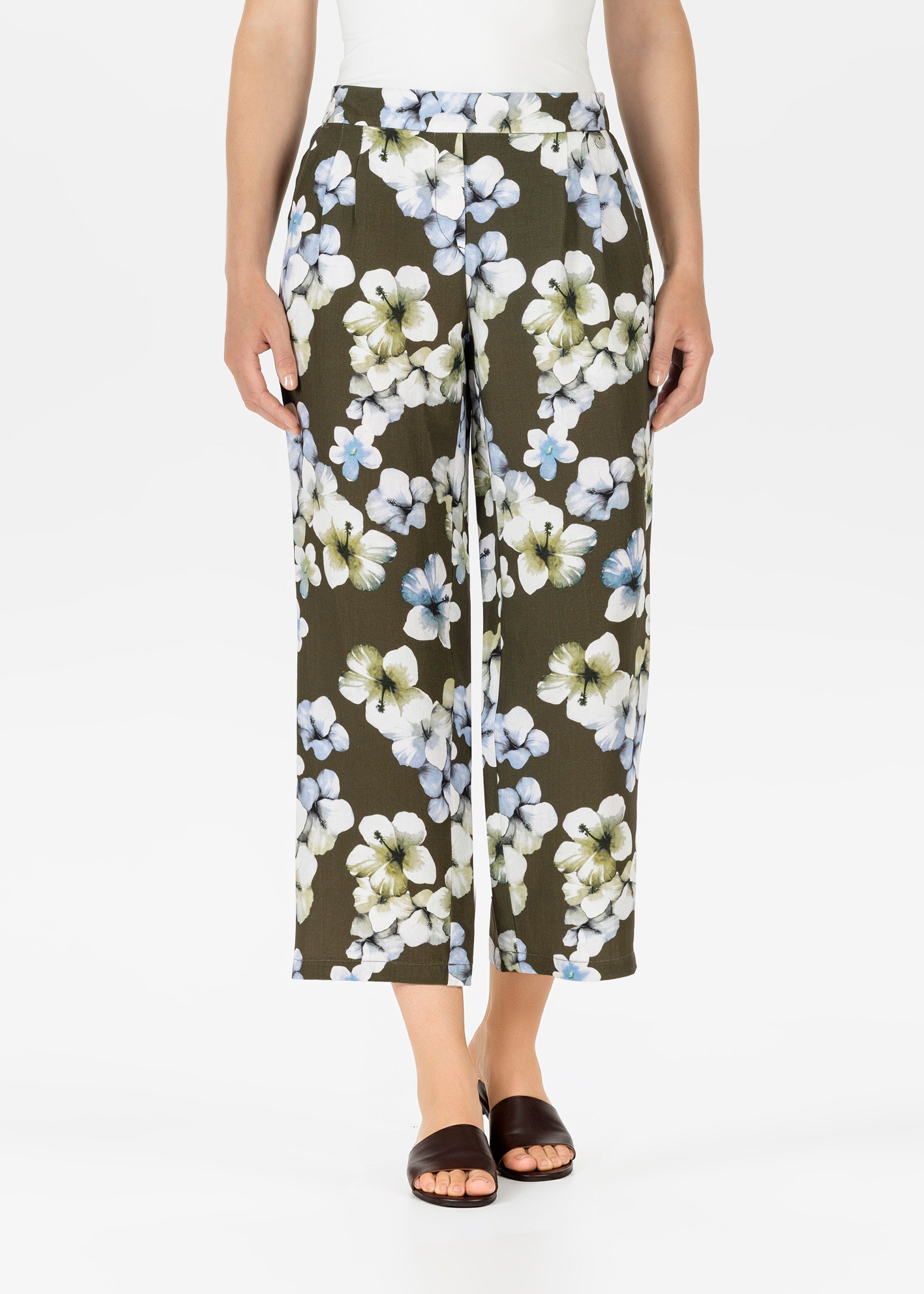 Stehmann Relaxed Fit Alexandria 6/8 Hose olive green Blumen