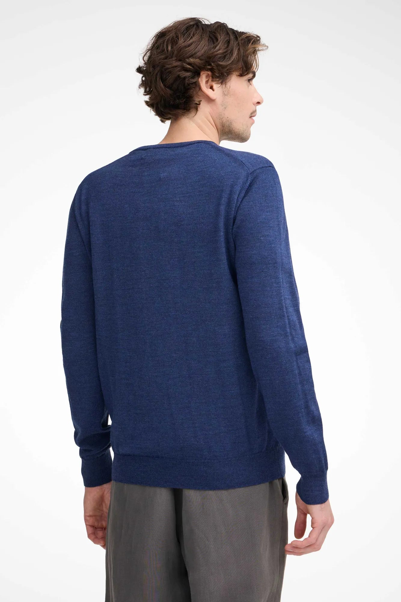 Ivanhoe Merino V-Neck Pullover Steelblue Merino