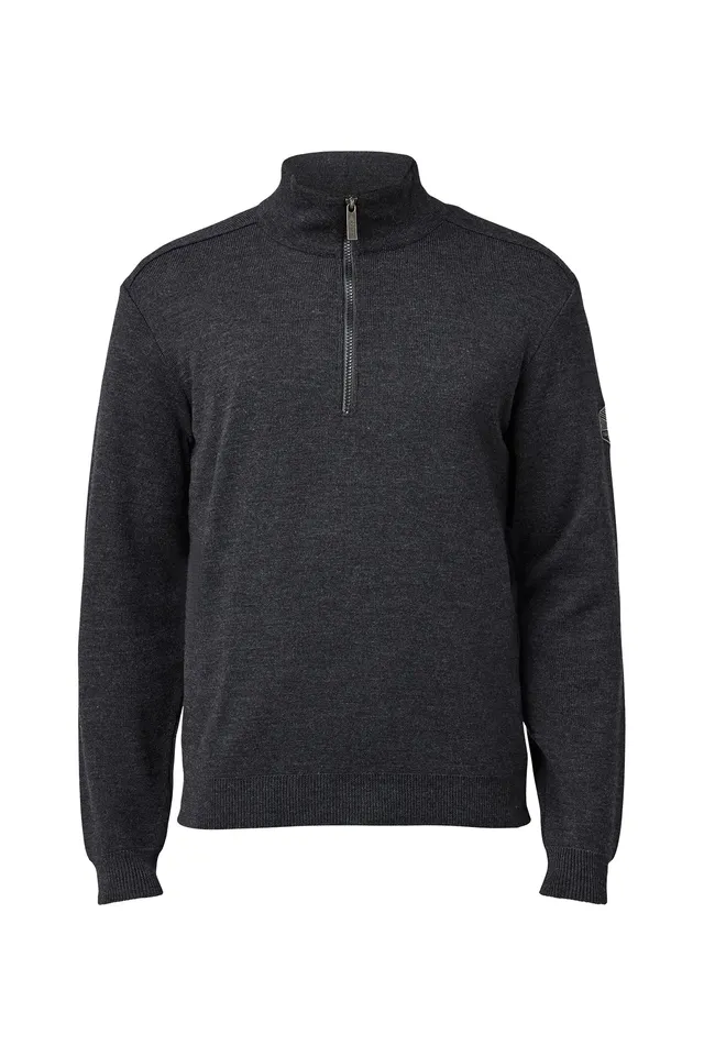 Ivanhoe Ruben Half Zip Graphite Marl Merinopullover Herren