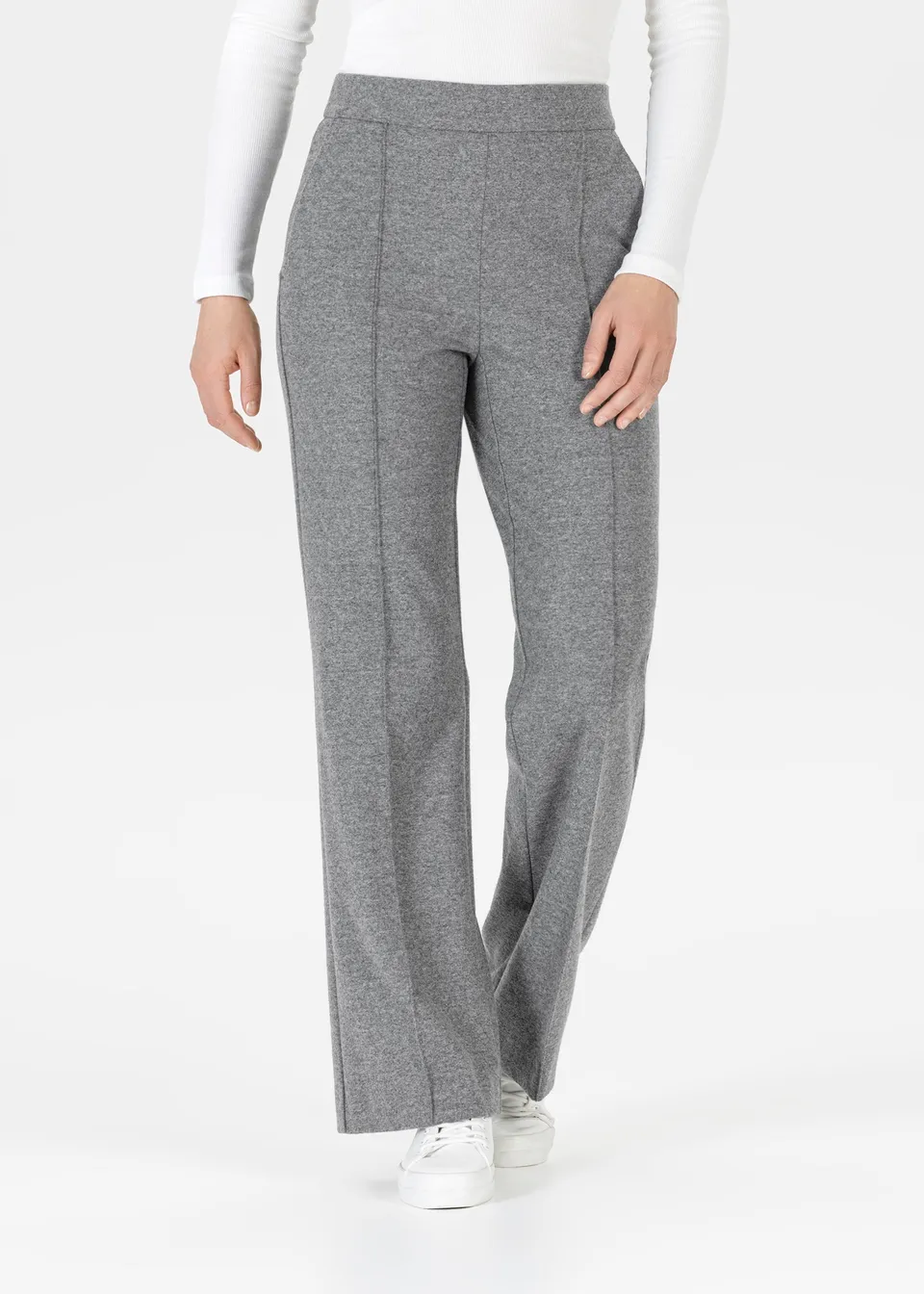 Stehmann Hellena Hose grau melange Flanell-Jersey