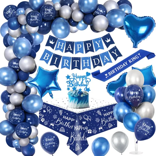 YYDSXK Party Decorations Geburtstagsdeko Blau Silber all Jahre