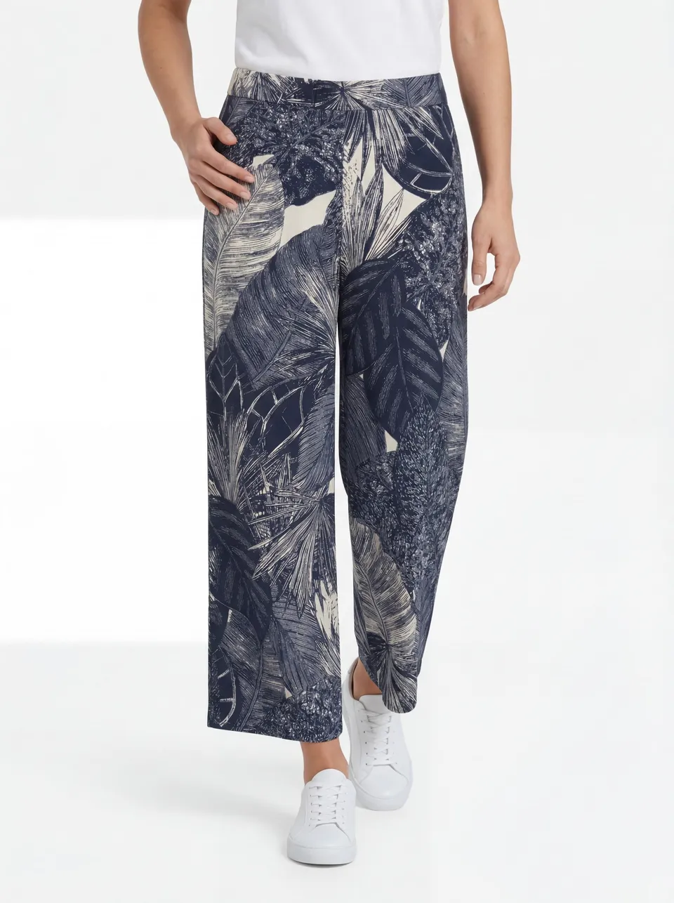 Stehmann Filiz Straight Fit Hose marine 7/8 Jersey Print