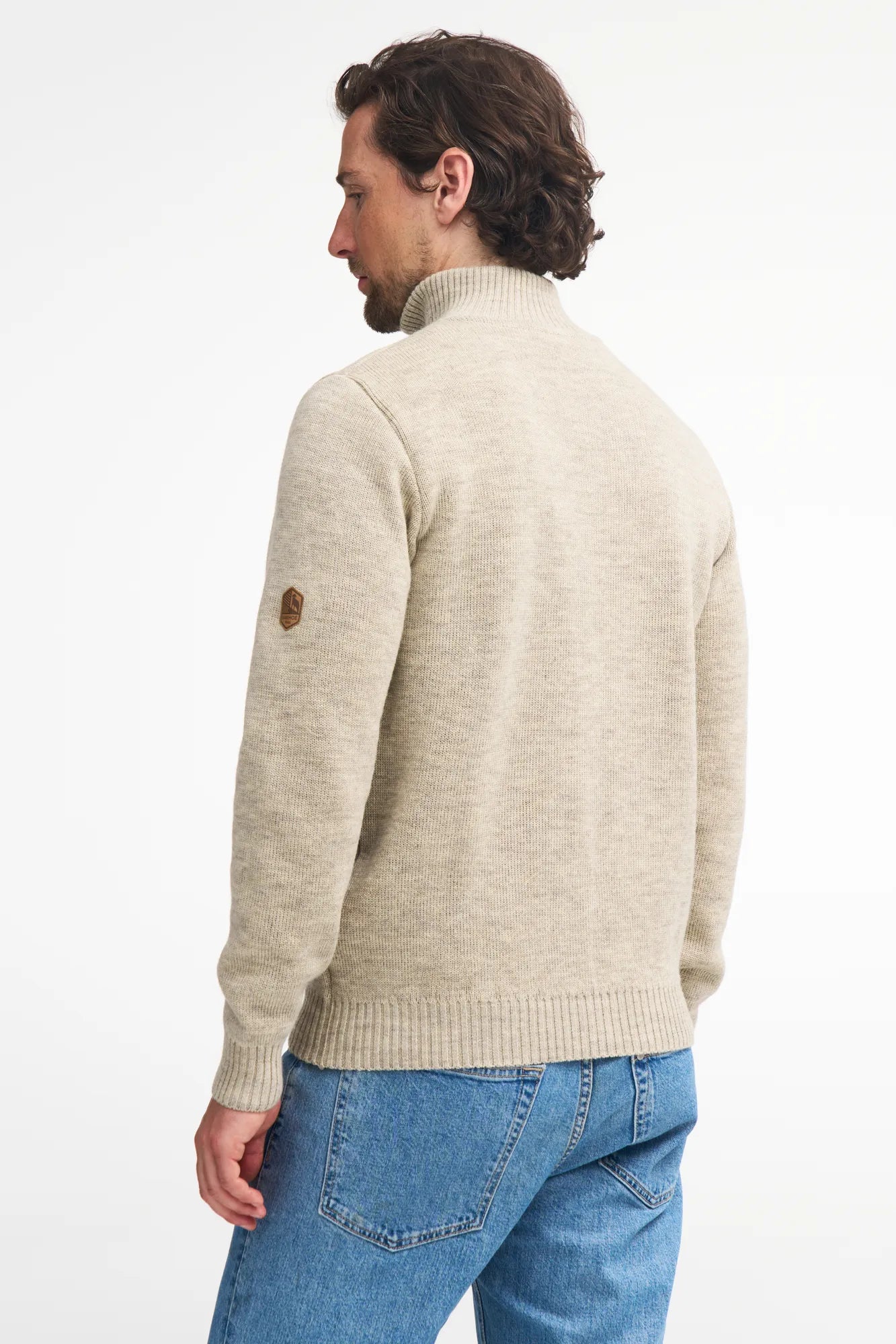 Ivanhoe NLS Elm Zip Wollpullover Herren Nutmeg ungefärbt