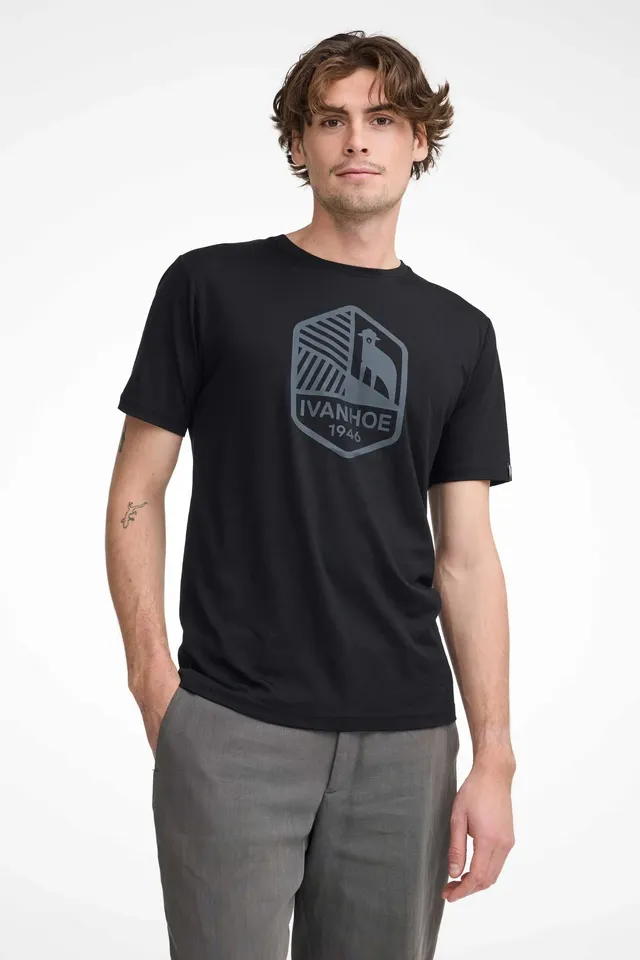 Ivanhoe UW Ceasar Shield Merino T-Shirt Black 100% Wolle