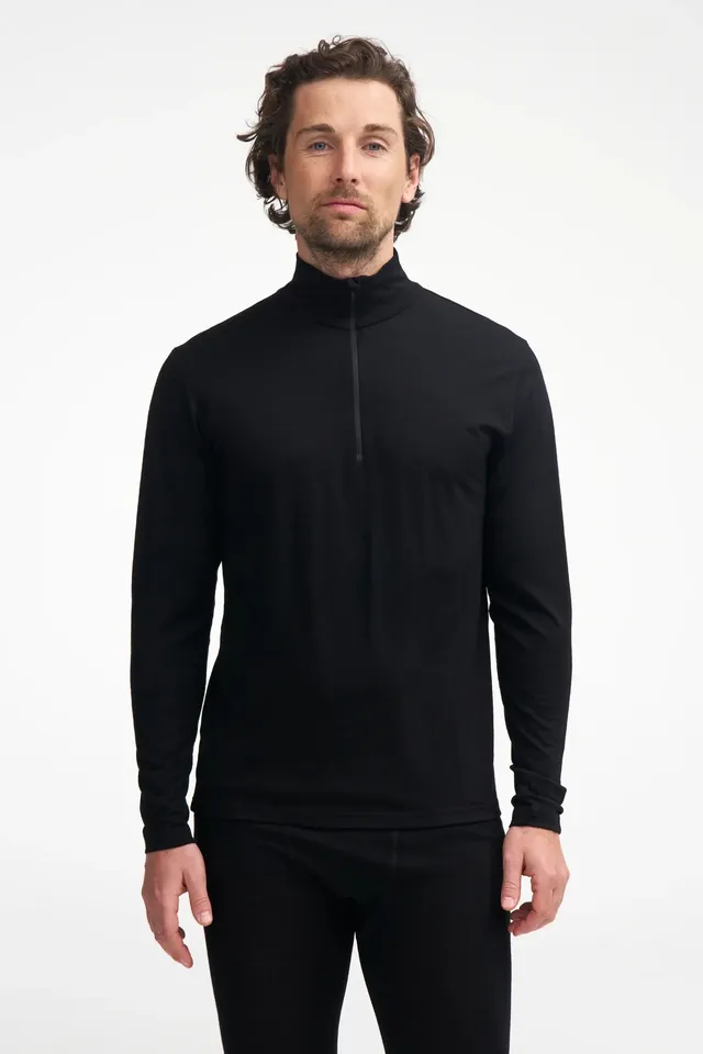 Ivanhoe Sonny Half Zip Shirt Black L Merino 160g