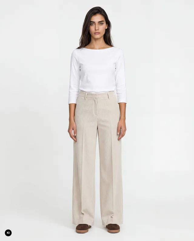 Stehmann Felicia Relaxed Fit Hose ecru Wide-Leg Cord