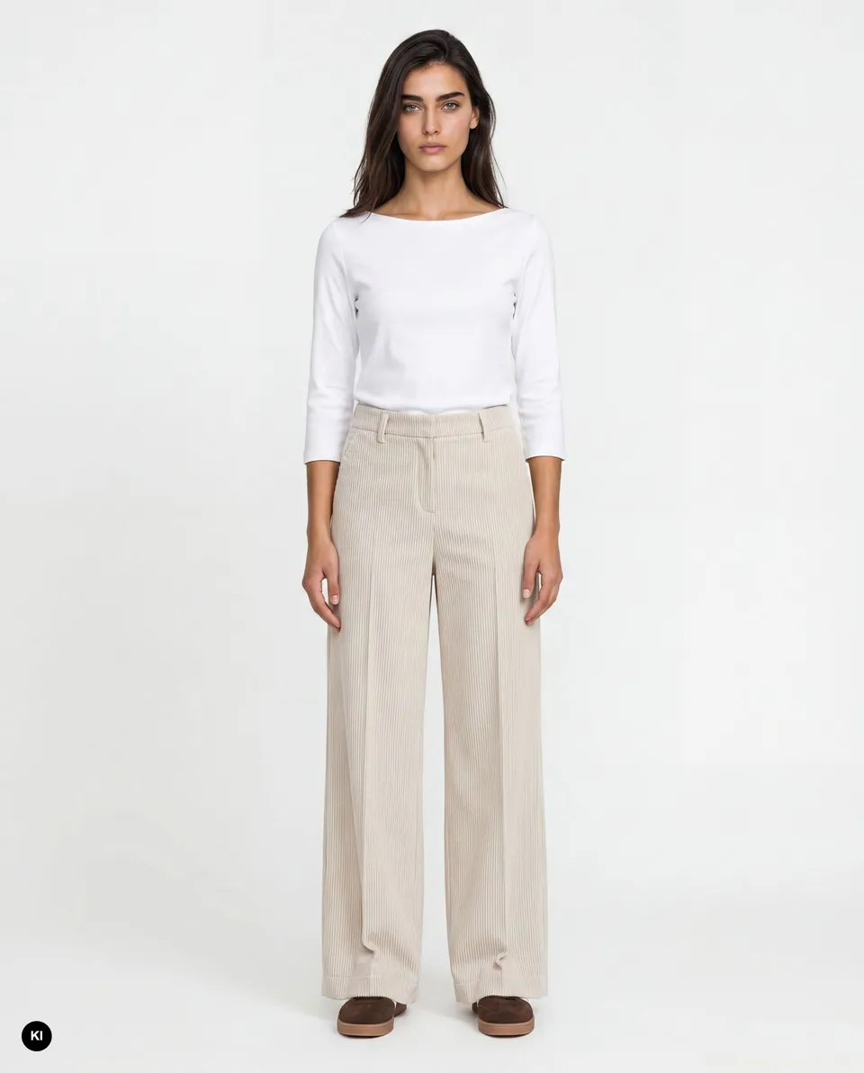 Stehmann Felicia Relaxed Fit Hose ecru Wide-Leg Cord