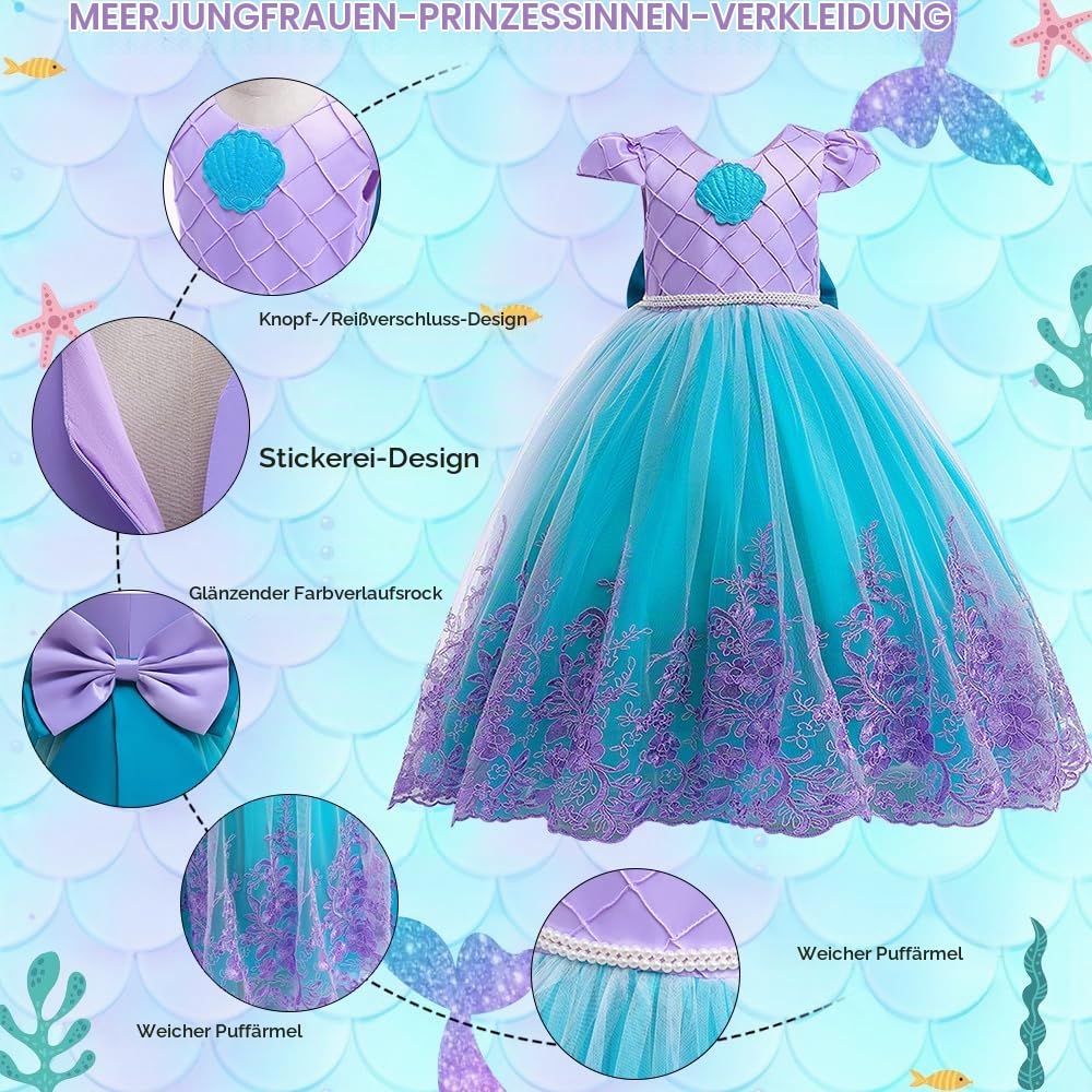 YYDSXK Meerjungfrau Prinzessin Kleid Gröβe 120 Set