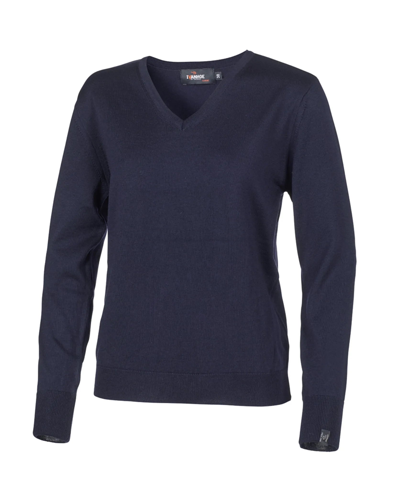 Ivanhoe Merino V-Neck Damen Wollpullover Navy 100% Merino
