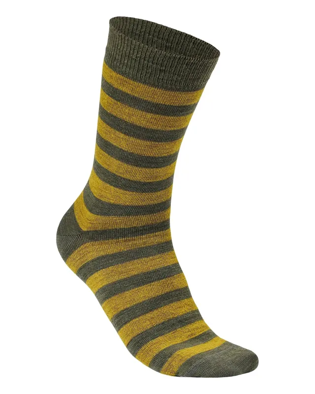 Ivanhoe Wool Sock Stripe Wollsocken Golden Palm dünn