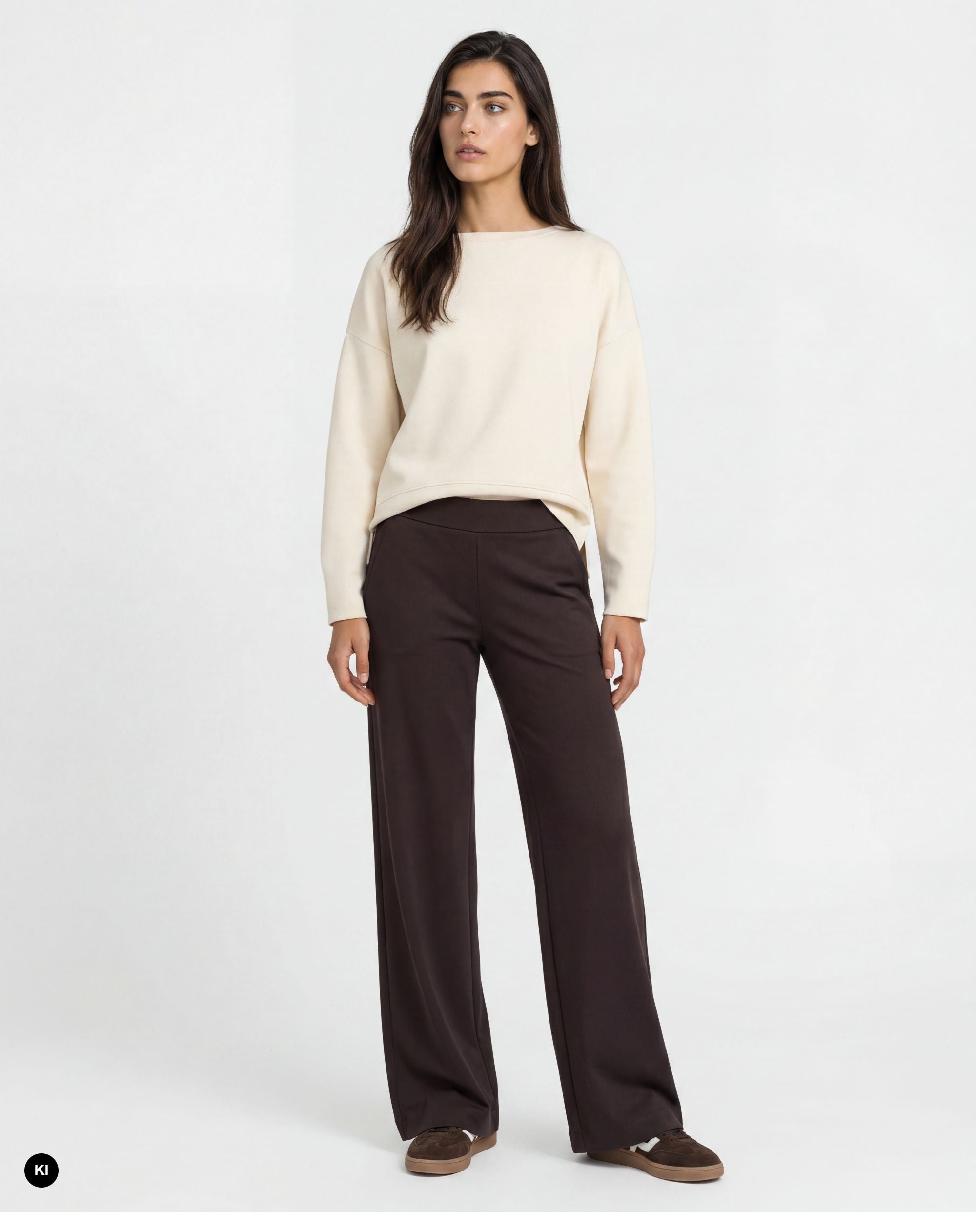 Stehmann Hamatit Relaxed Fit Hose dark mocha Wide-Leg