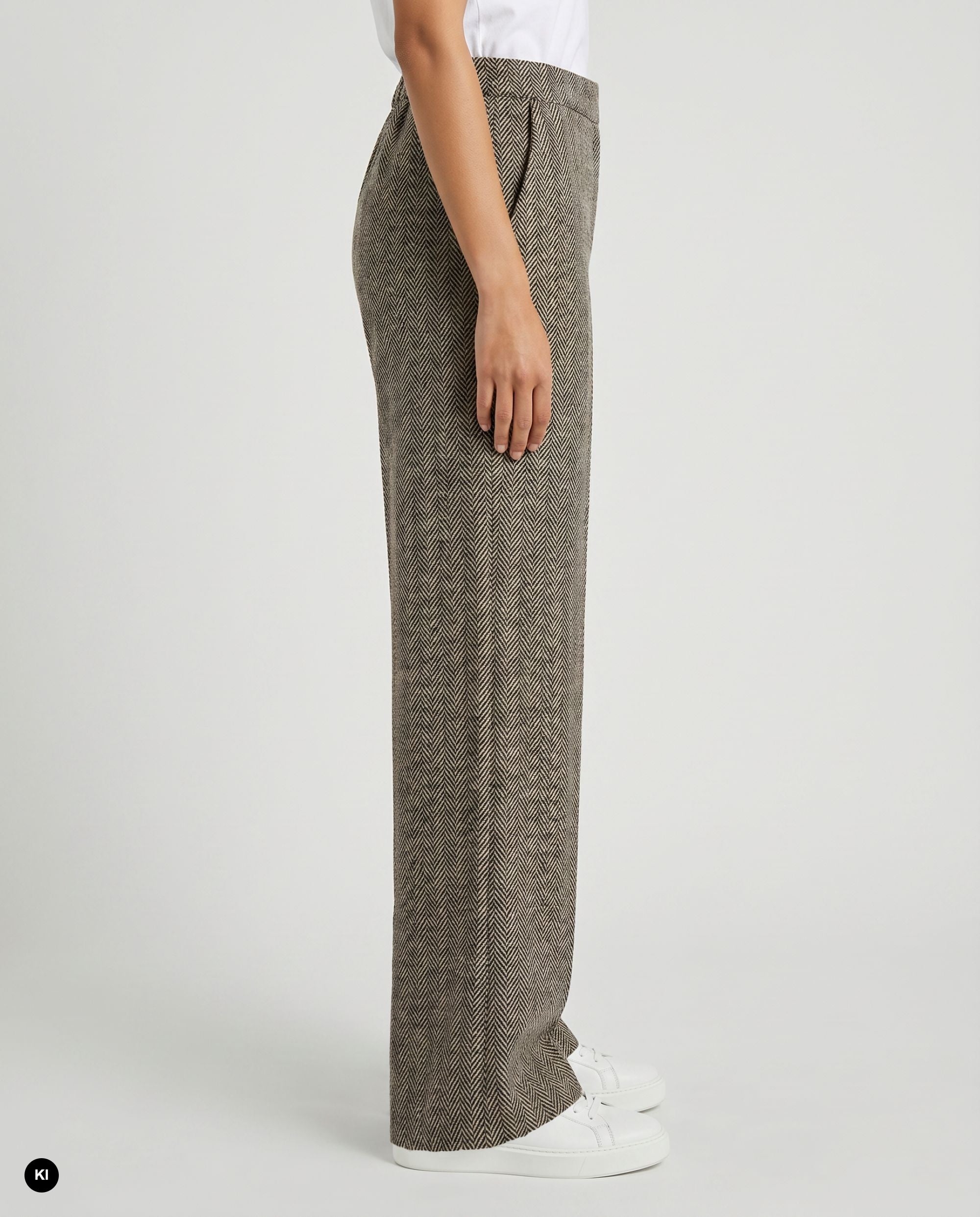 Stehmann Flanna Straight Fit Hose schwarz Jersey Tweed