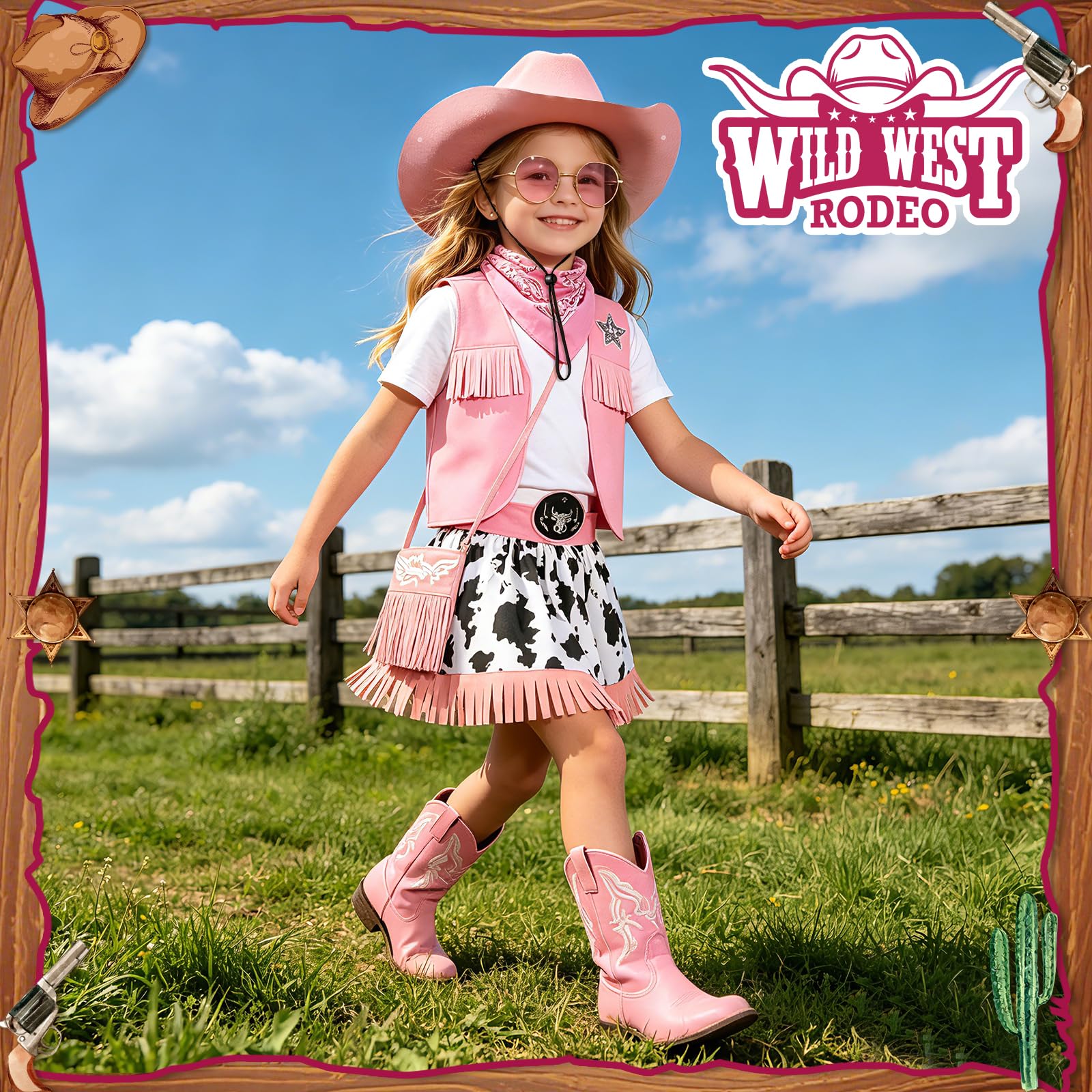 YYDSXK Cowboy Kostüm Kinder Mädchen Weste Gr.130