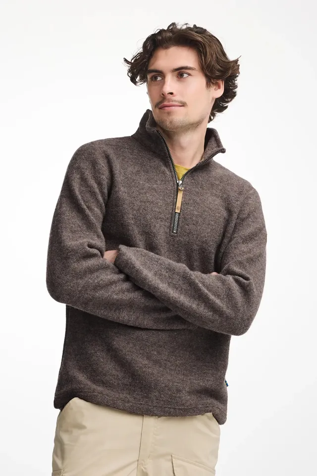 Ivanhoe Brodal Half Zip Wollpullover Nutmeg 100% Wolle
