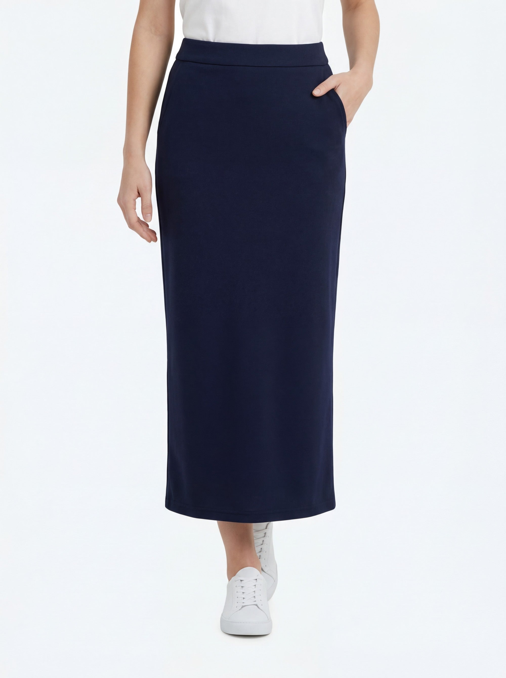 Stehmann Hamatit Midi-Rock marine Relaxed Fit Bonded Tec
