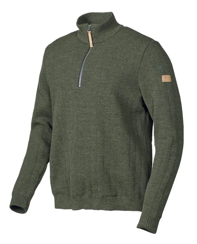 Ivanhoe Hugo Half Zip Windbreaker Herren Loden Green Wolle