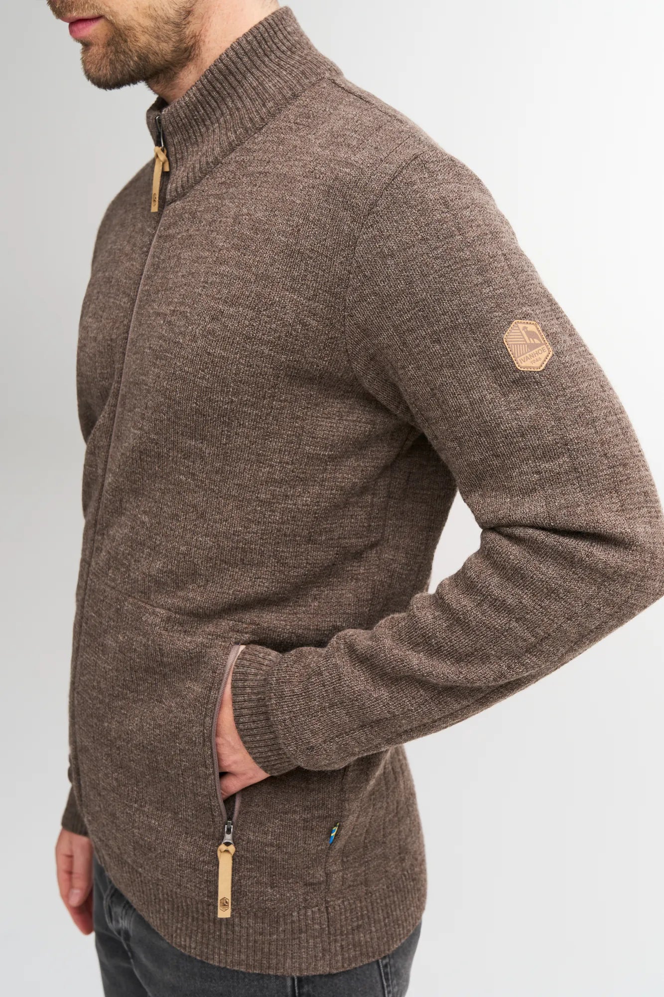 Ivanhoe NLS Mire Zip-Pullover Birch 100% ungefärbte Wolle