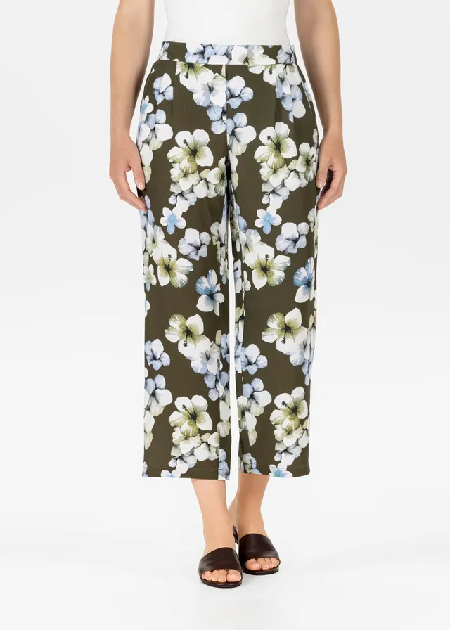 Stehmann Relaxed Fit Alexandria 6/8 Hose olive green Blumen
