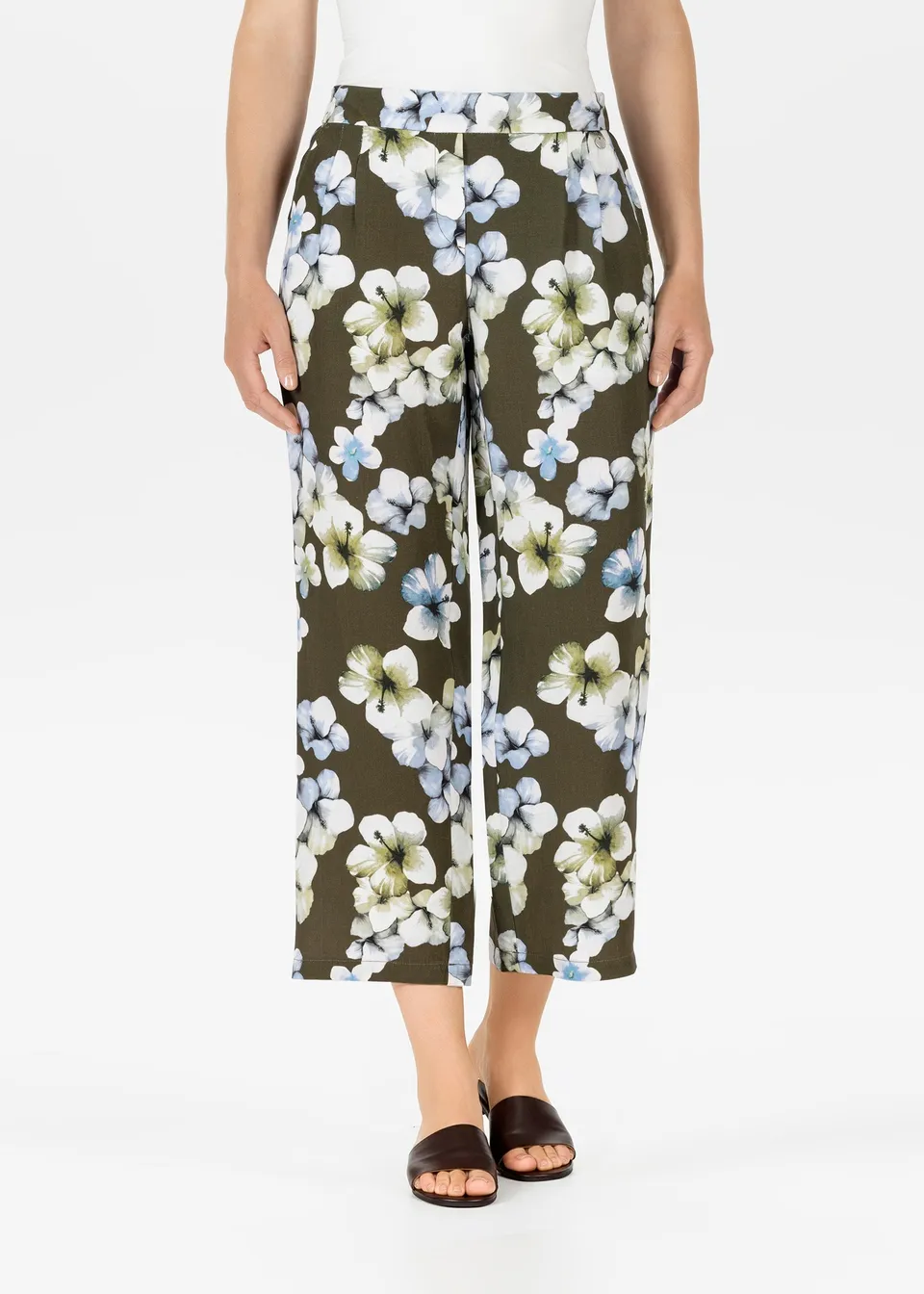 Stehmann Relaxed Fit Alexandria 6/8 Hose olive green Blumen