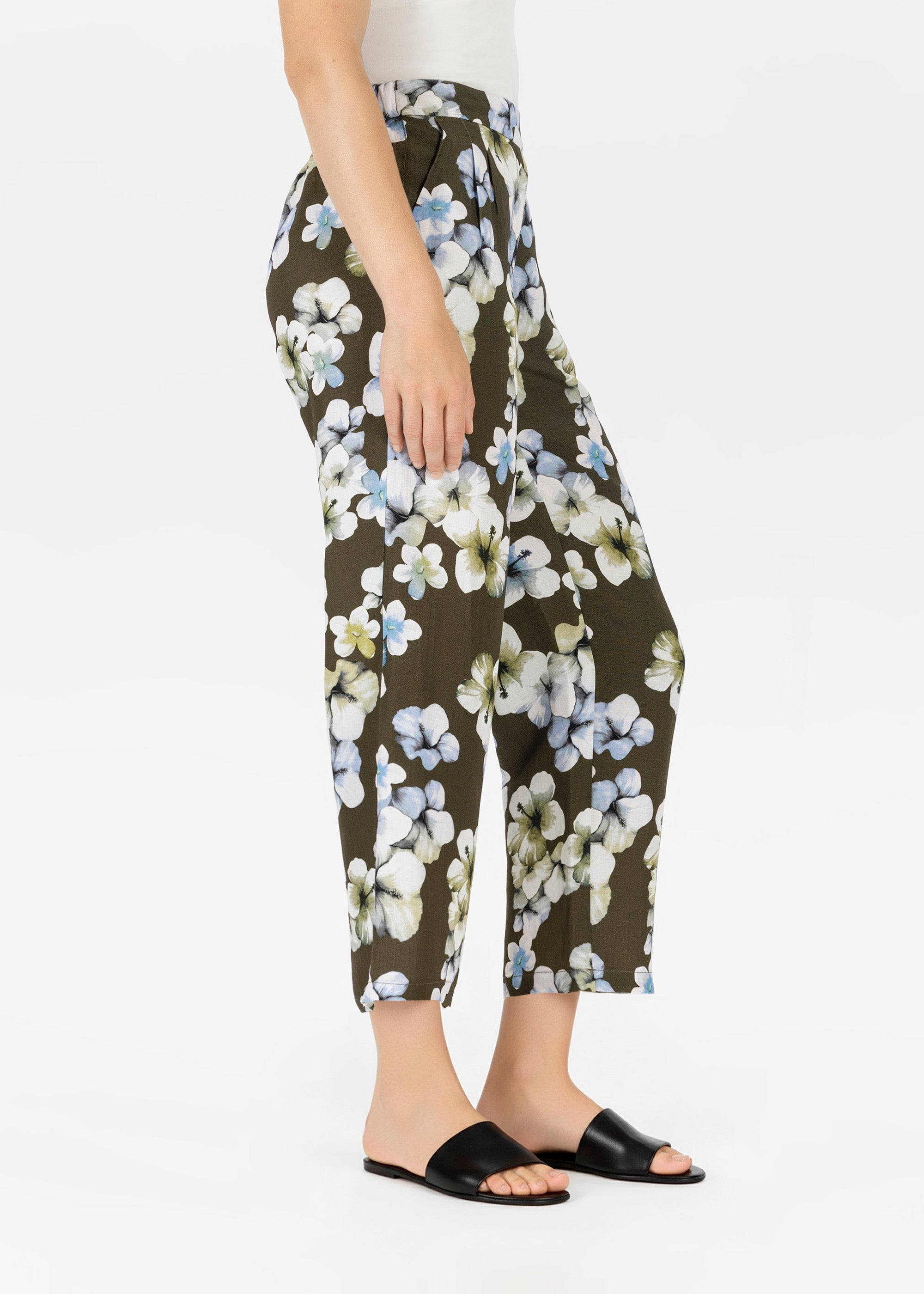 Stehmann Relaxed Fit Alexandria 6/8 Hose olive green Blumen