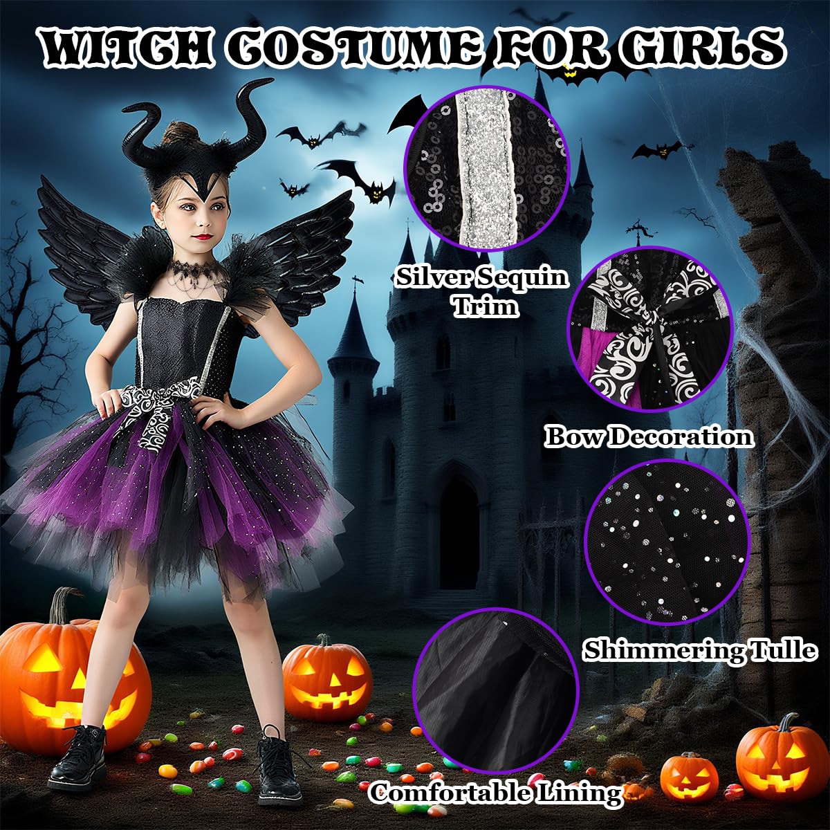 YYDSXK Maleficent Kostüm Kinder 120 Hexenkleid mit Flügel