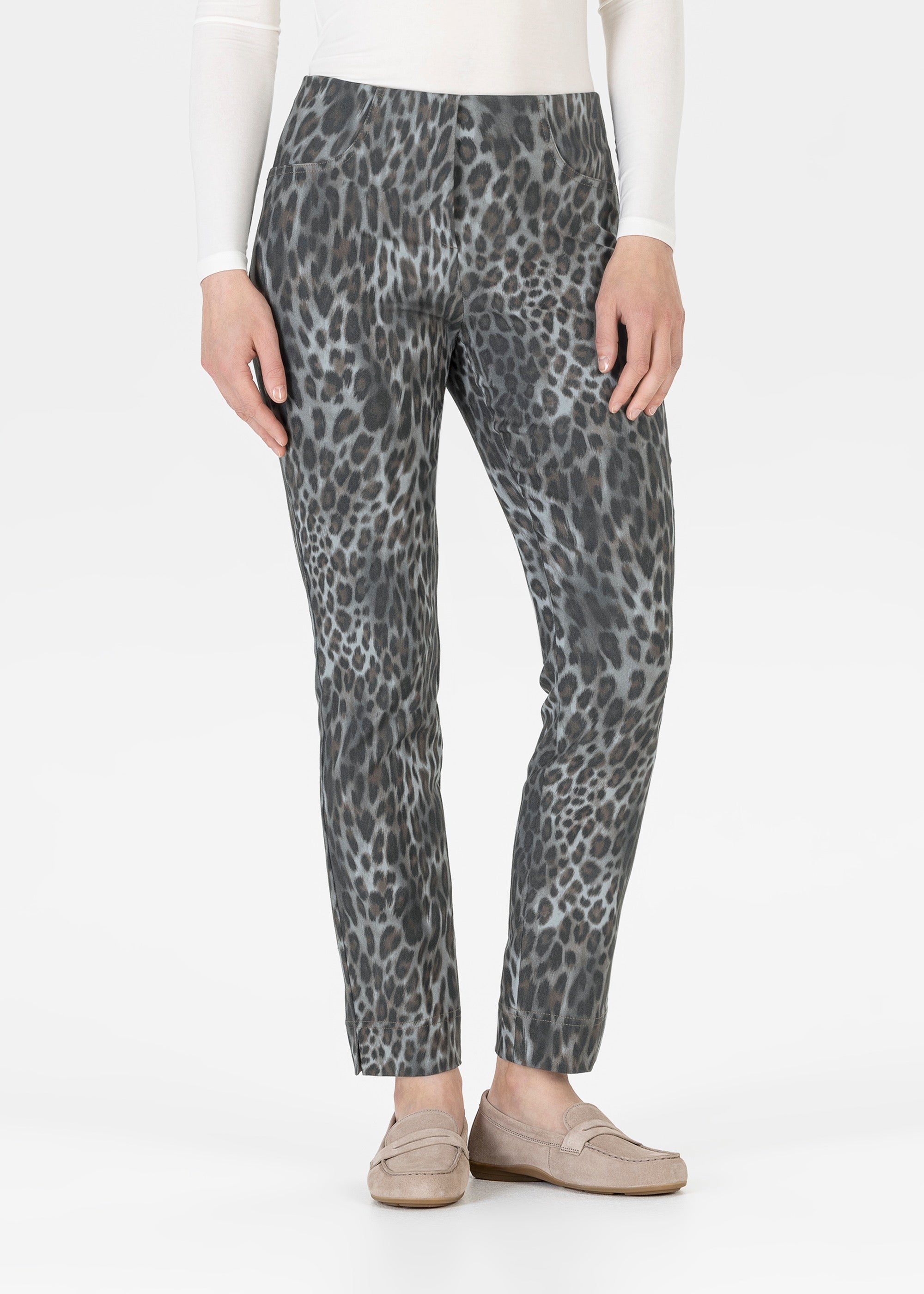 Stehmann Loli Slim Fit Hose Leo-Optik graphit