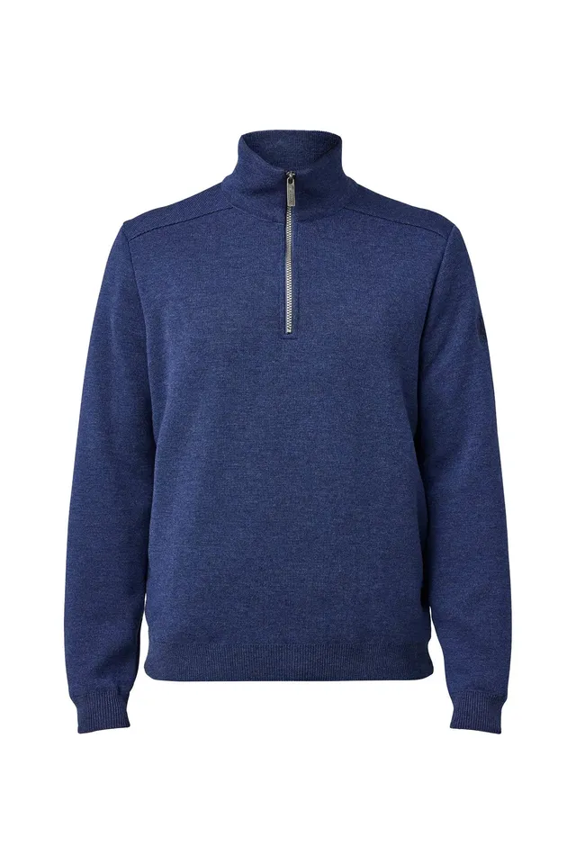 Ivanhoe Ruben Half Zip WB Wollpullover Herren Steelblue