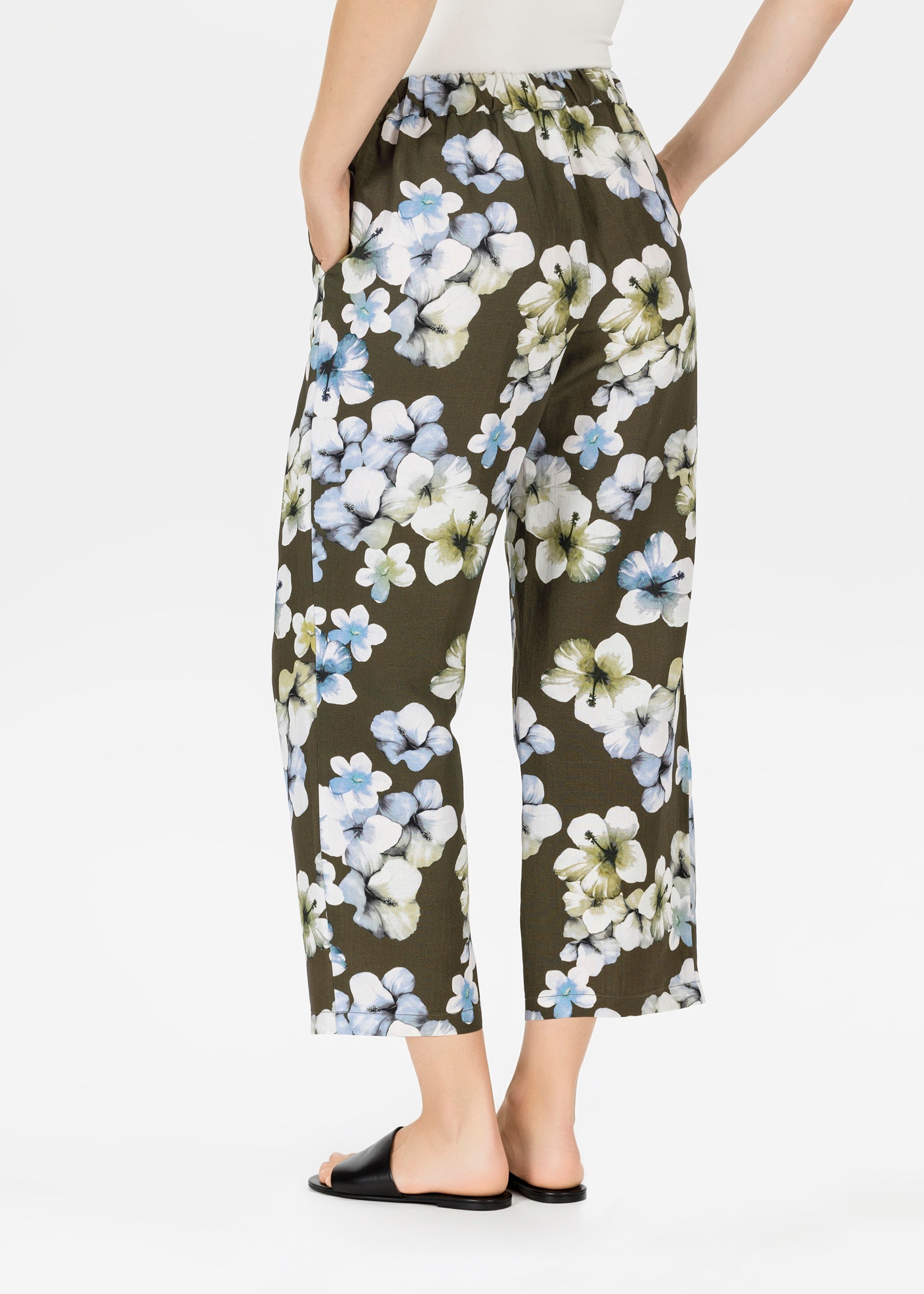 Stehmann Relaxed Fit Alexandria 6/8 Hose olive green Blumen