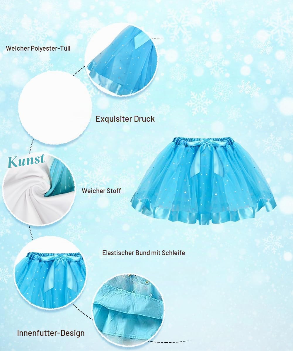 YYDSXK Elsa Kostüm Mädchen Gr. M mit Krone Set