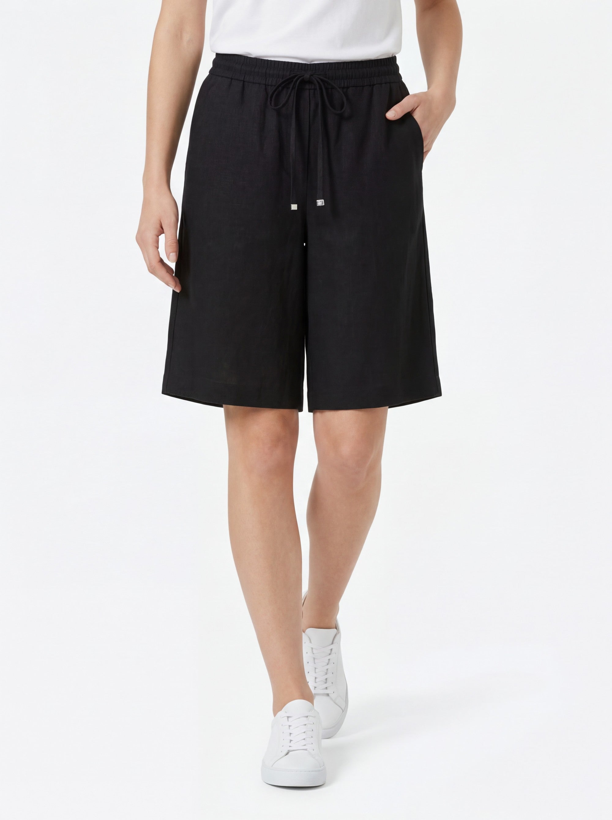 Stehmann Roma Culotte Bermuda schwarz Leinen-Mix